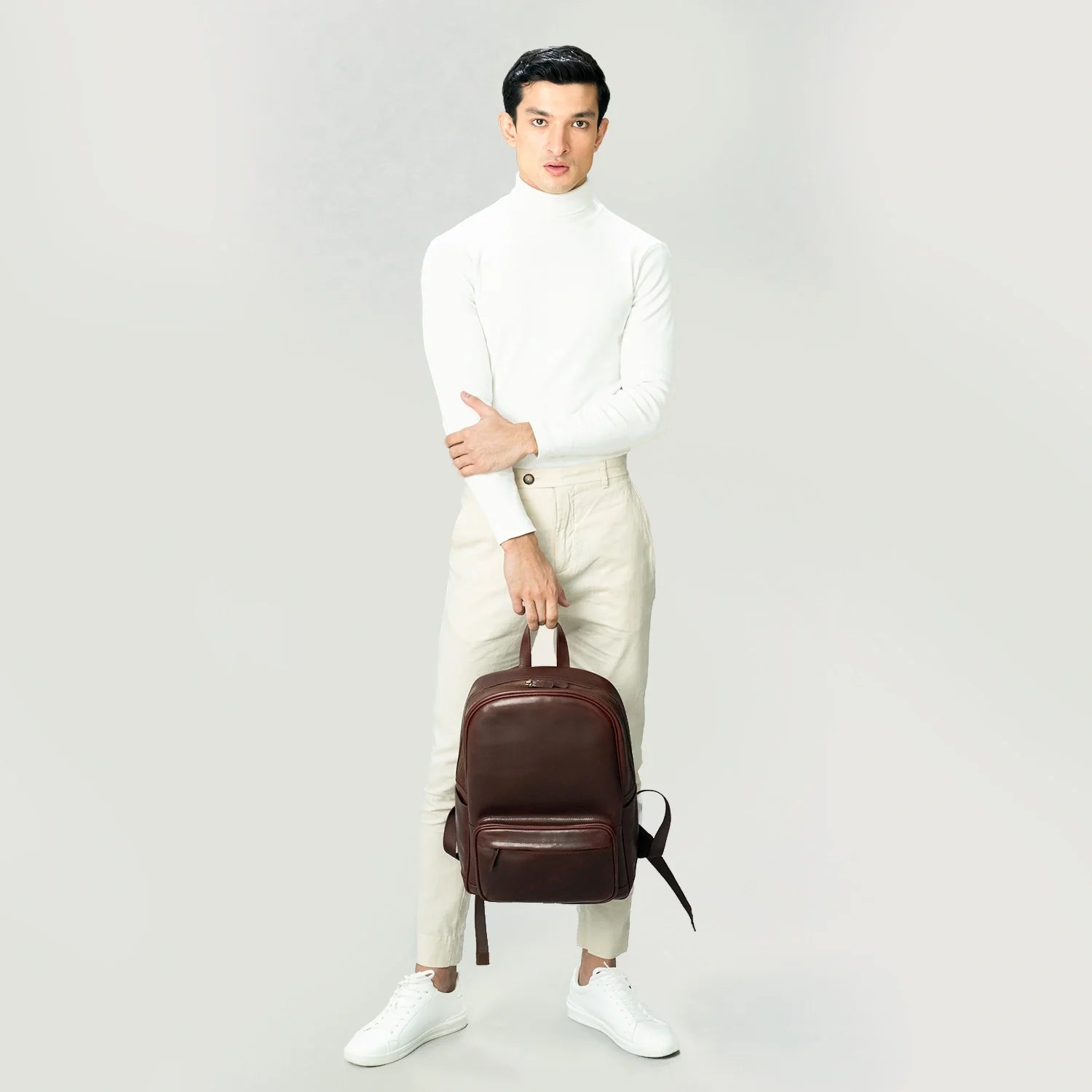 The Philos Vintage Brown Leather Backpack by Dash Racegear - unisex Leather Bag view 2
