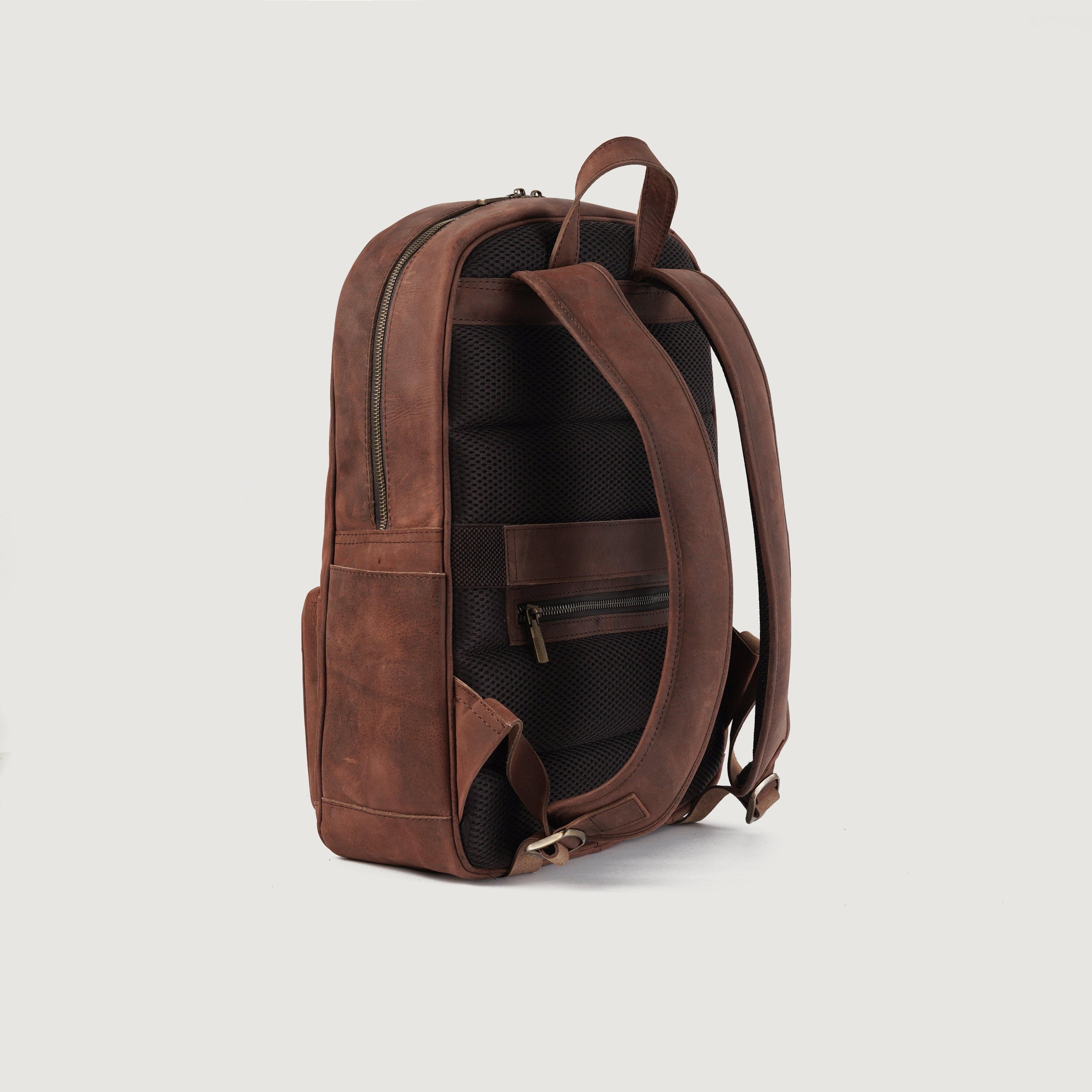 The Philos Vintage Distressed Brown Leather Backpack by Dash Racegear - women Leather Bag view 3