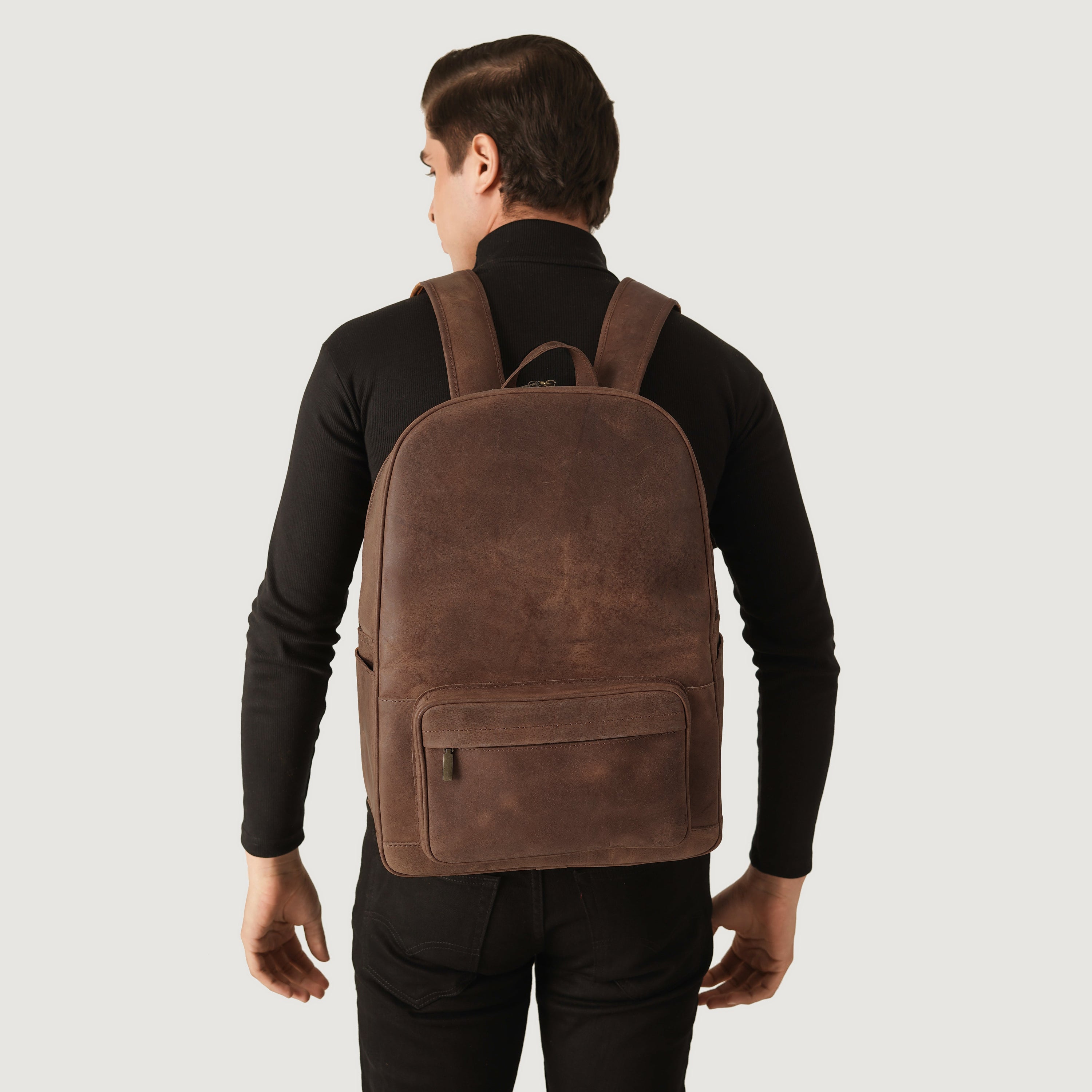 The Philos Vintage Tan Leather Backpack by Dash Racegear - women Leather Bag view 7