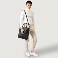 The Poet Black Leather Tote Bag by Dash Racegear - unisex Leather Bag view 2