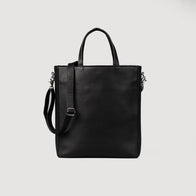 The Poet Black Leather Tote Bag by Dash Racegear - unisex Leather Bag view 3