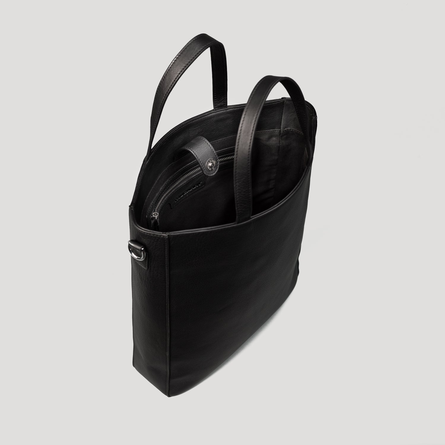 The Poet Black Leather Tote Bag by Dash Racegear - unisex Leather Bag view 4