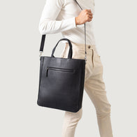 The Poet Black Leather Tote Bag by Dash Racegear - unisex Leather Bag view 5