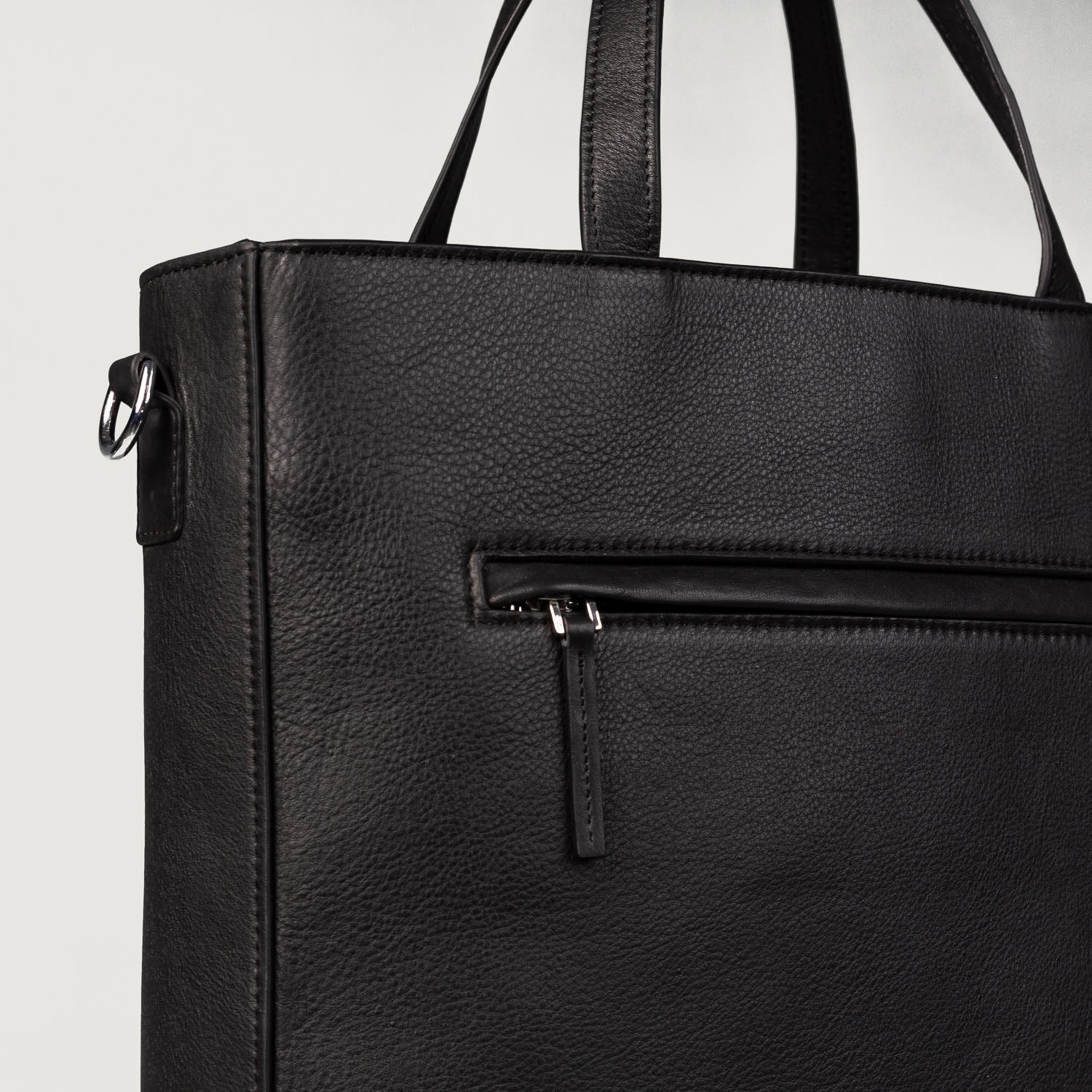The Poet Black Leather Tote Bag by Dash Racegear - unisex Leather Bag view 6