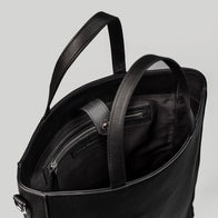 The Poet Black Leather Tote Bag by Dash Racegear - unisex Leather Bag view 7