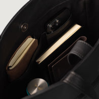 The Poet Black Leather Tote Bag by Dash Racegear - unisex Leather Bag view 8