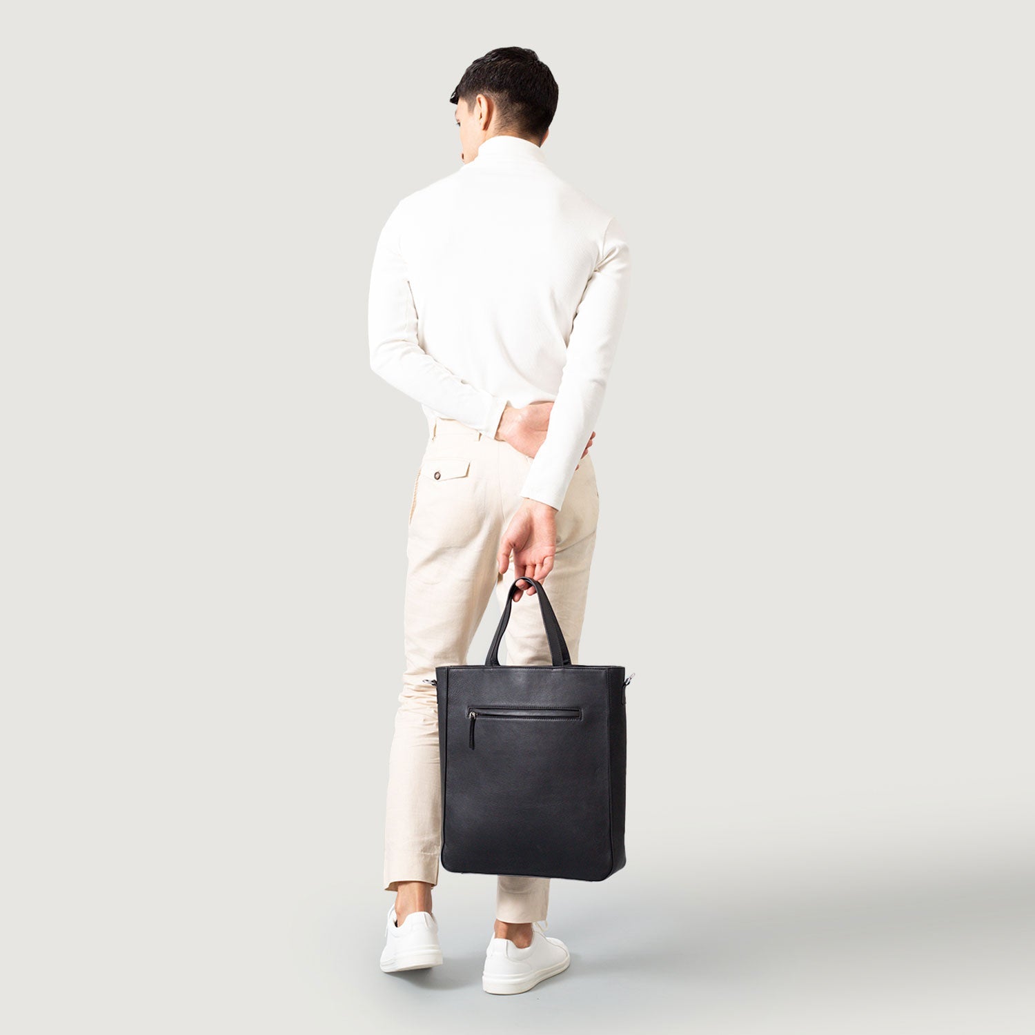 The Poet Black Leather Tote Bag by Dash Racegear - unisex Leather Bag view 9