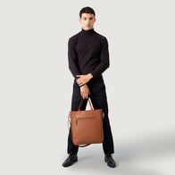 The Poet Brown Leather Tote Bag by Dash Racegear - men Leather Bag view 2