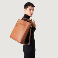 The Poet Brown Leather Tote Bag by Dash Racegear - men Leather Bag view 5