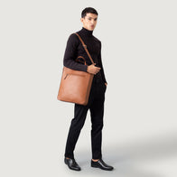 The Poet Brown Leather Tote Bag by Dash Racegear - men Leather Bag view 9