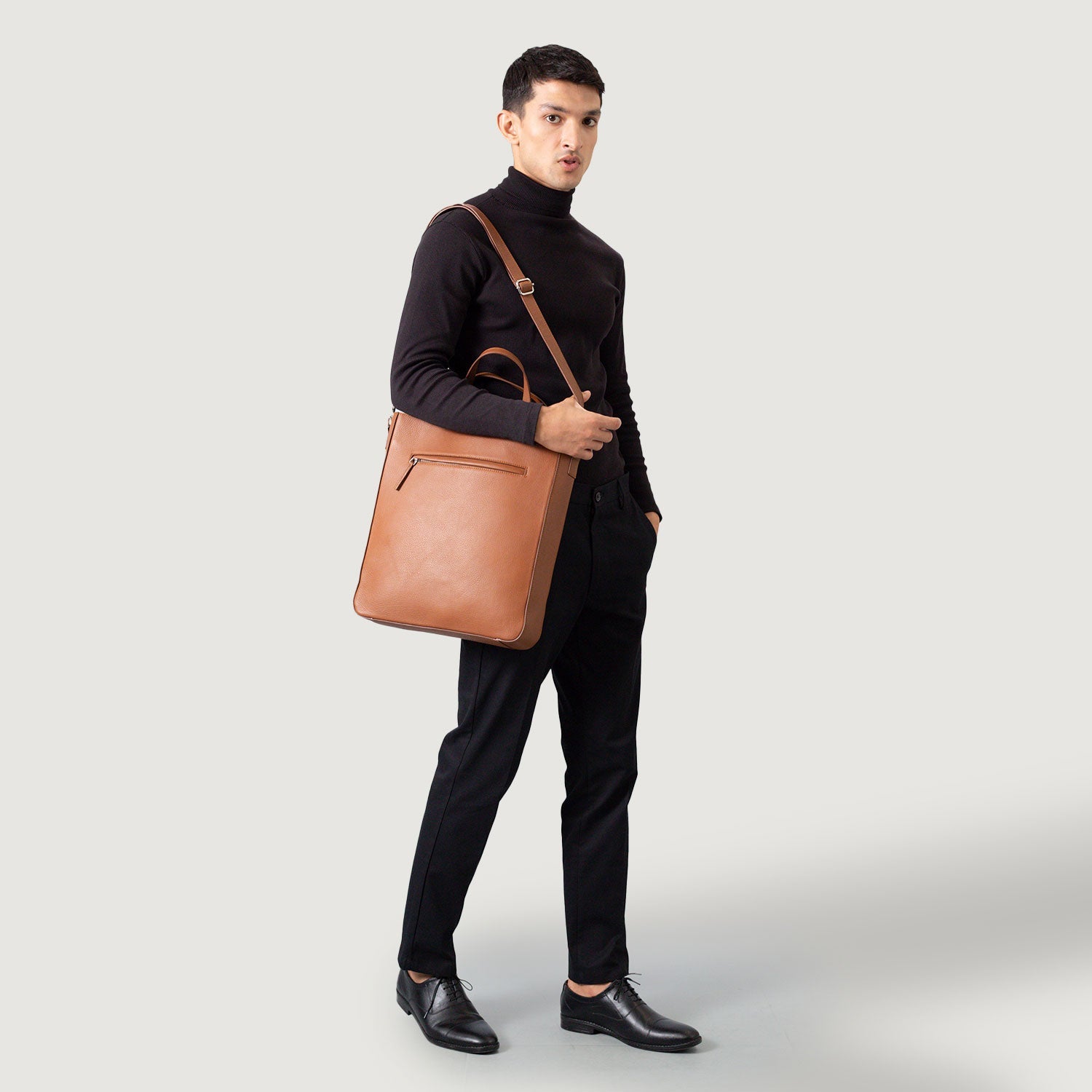 The Poet Brown Leather Tote Bag by Dash Racegear - men Leather Bag view 9