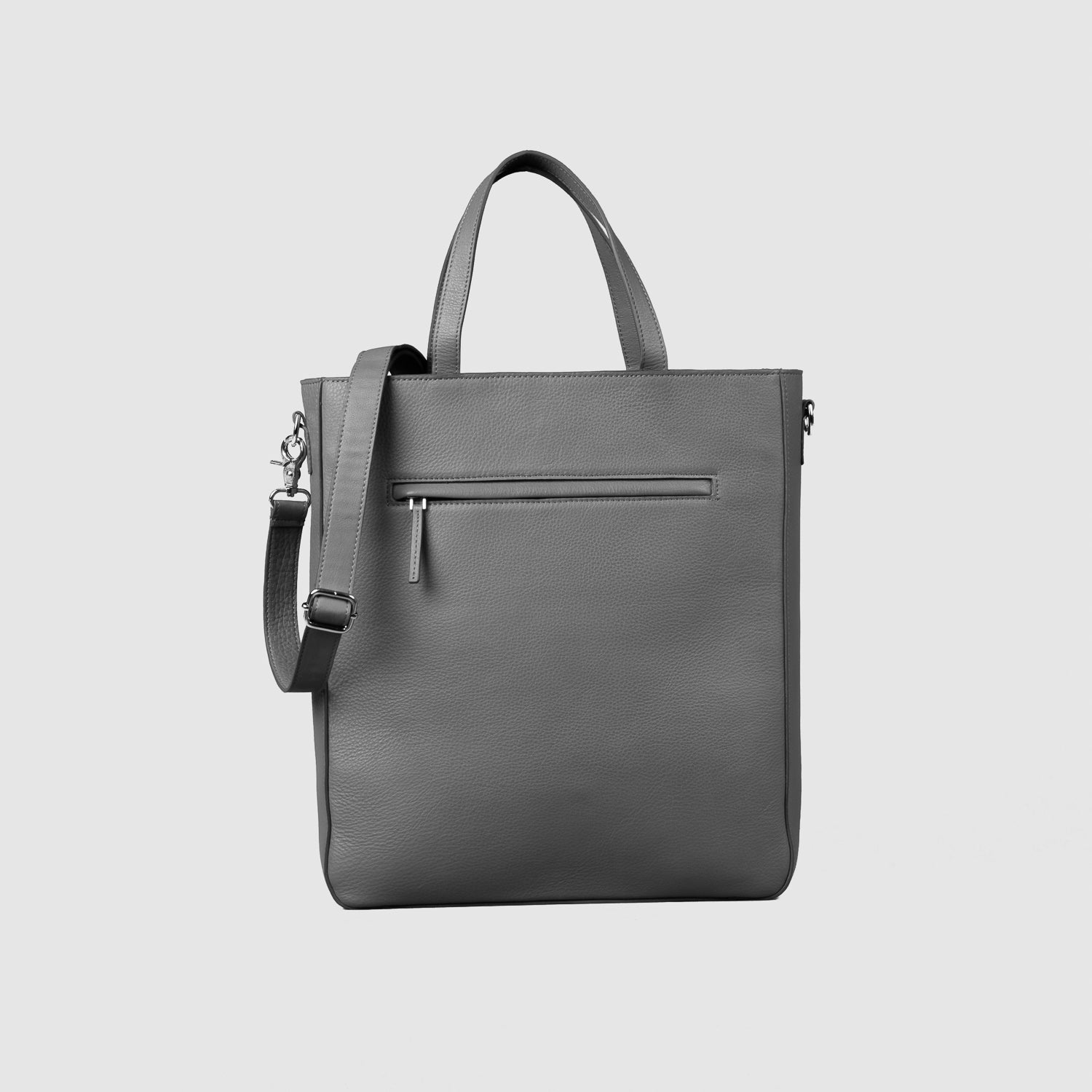 The Poet Grey Leather Tote Bag by Dash Racegear - unisex Leather Bag view 1
