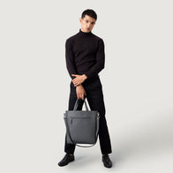 The Poet Grey Leather Tote Bag by Dash Racegear - unisex Leather Bag view 2