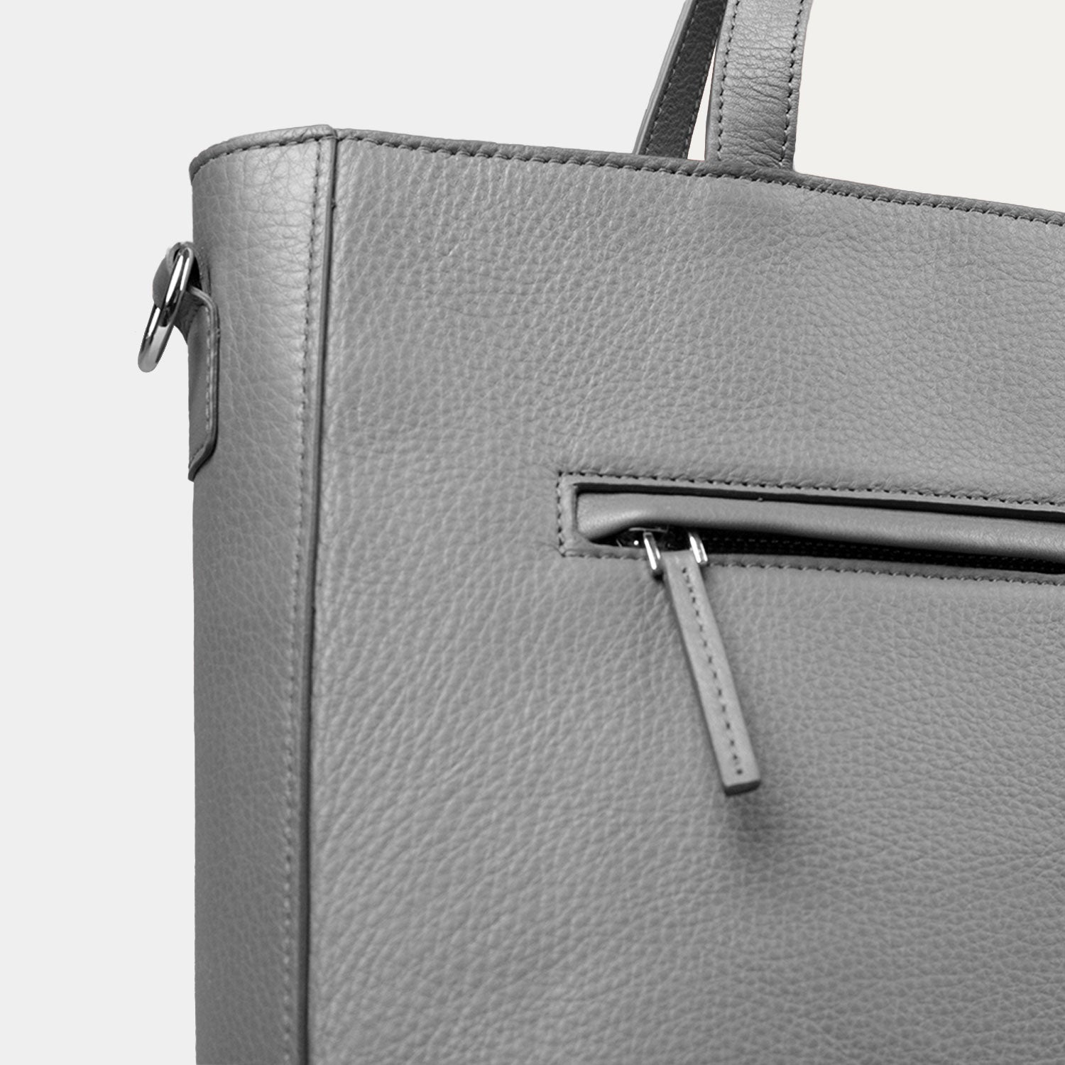 The Poet Grey Leather Tote Bag by Dash Racegear - unisex Leather Bag view 6