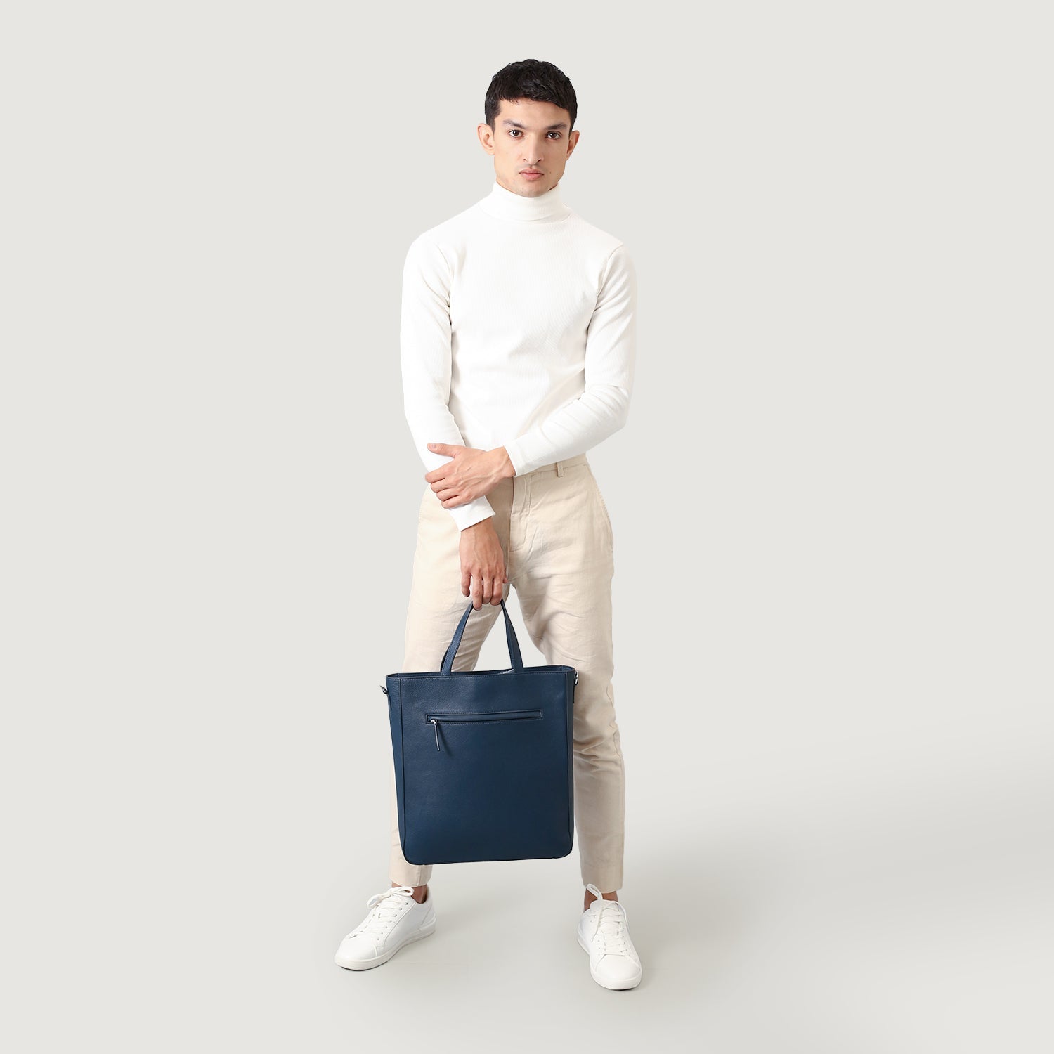 The Poet Midnight Blue Leather Tote Bag by Dash Racegear - unisex Leather Bag view 2