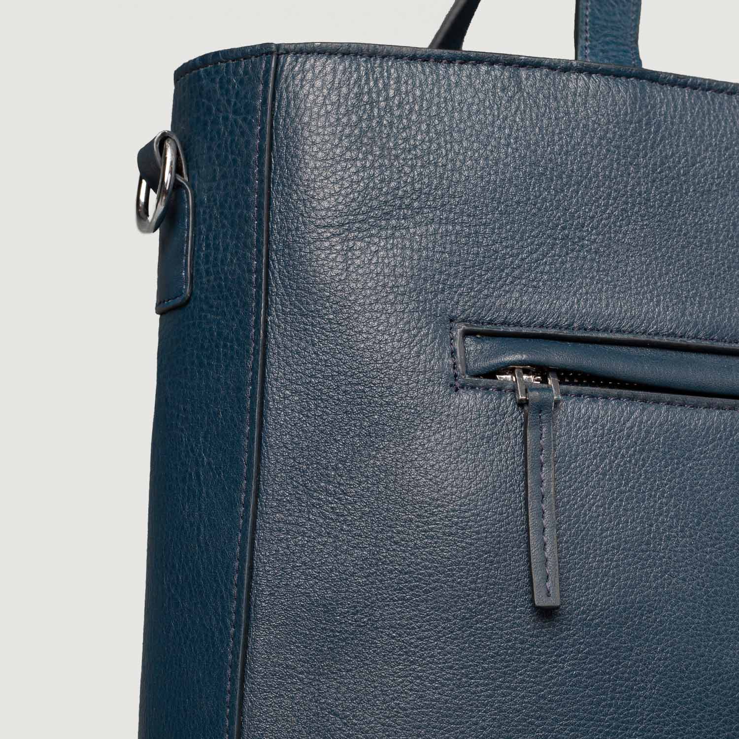 The Poet Midnight Blue Leather Tote Bag by Dash Racegear - unisex Leather Bag view 7