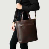 The Poet Vintage Brown Leather Tote Bag by Dash Racegear - men Leather Bag view 4