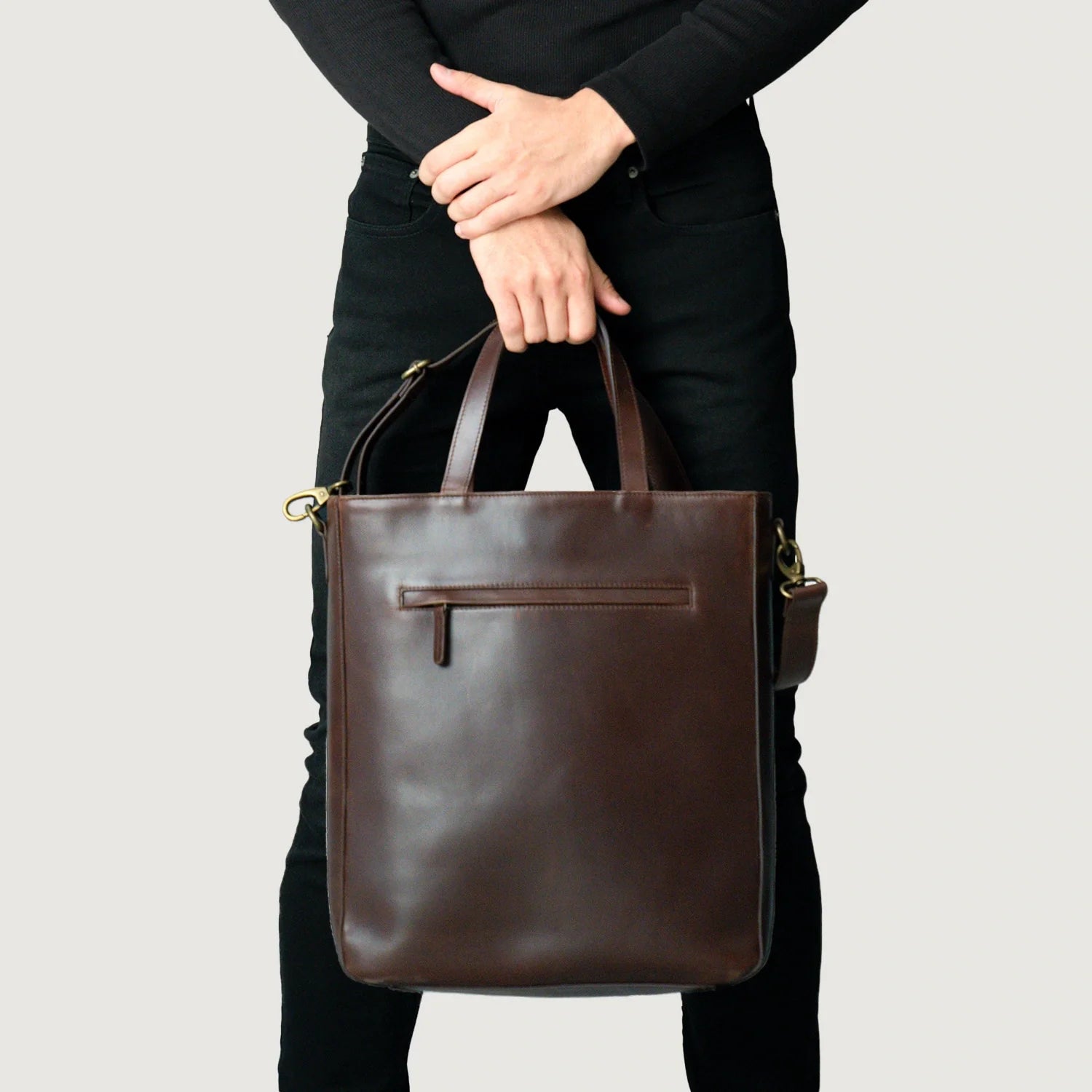 The Poet Vintage Brown Leather Tote Bag by Dash Racegear - men Leather Bag view 8