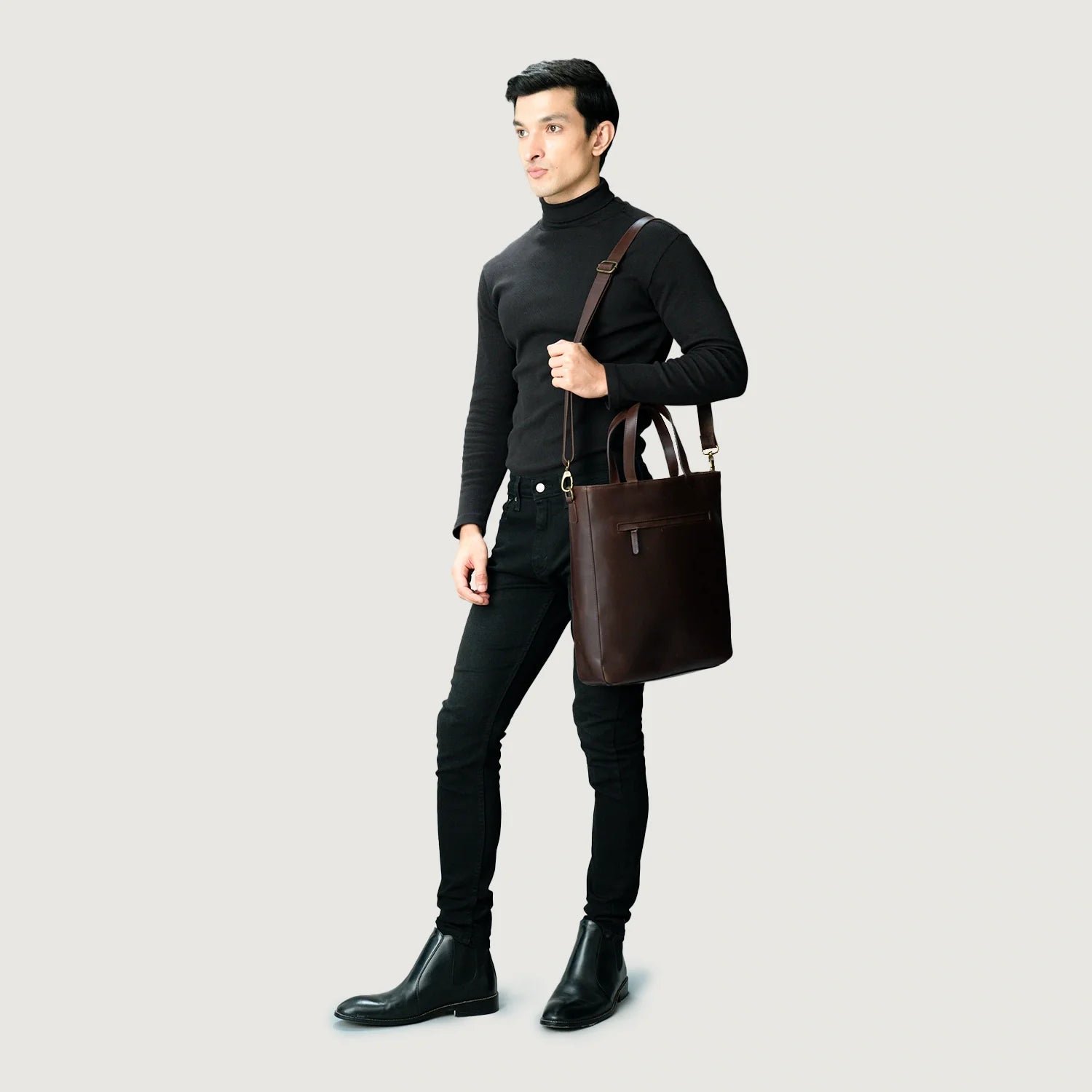 The Poet Vintage Brown Leather Tote Bag by Dash Racegear - men Leather Bag view 9
