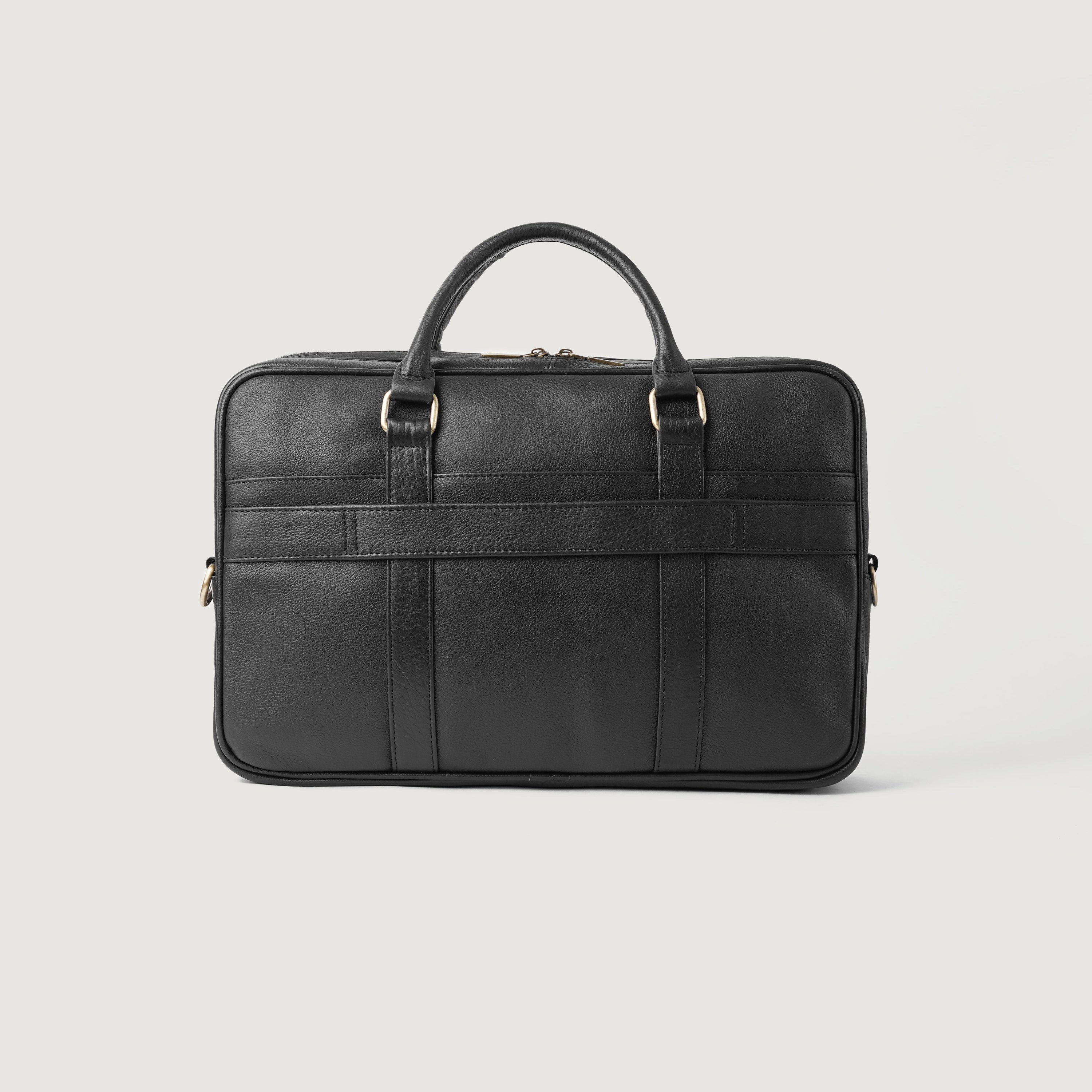 The Preston Black Leather Briefcase by Dash Racegear - men Leather Bag view 1