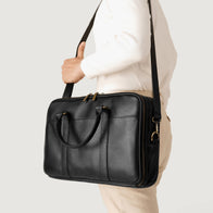 The Preston Black Leather Briefcase by Dash Racegear - men Leather Bag view 2