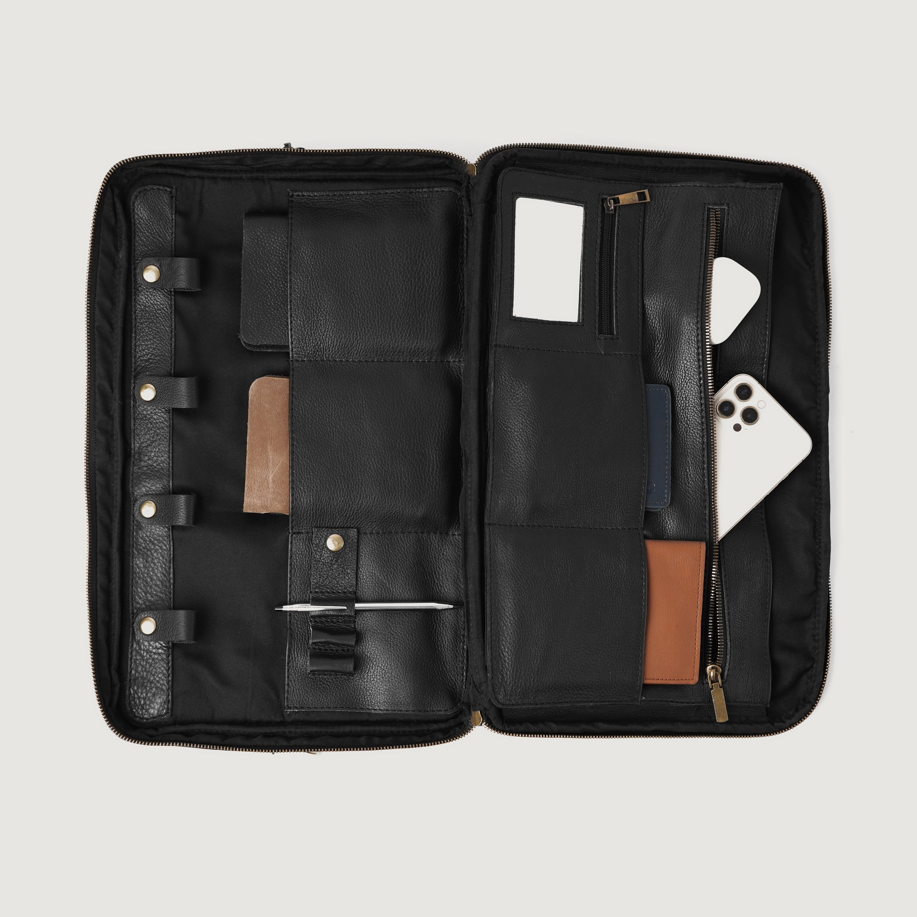The Preston Black Leather Briefcase by Dash Racegear - men Leather Bag view 6