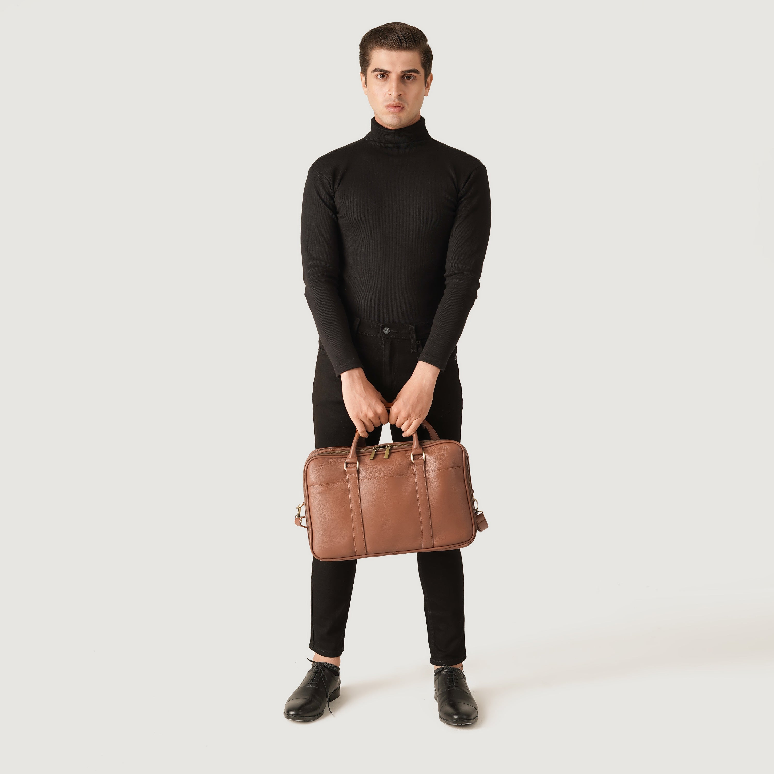 The Preston Brown Leather Briefcase by Dash Racegear - women Leather Bag view 2