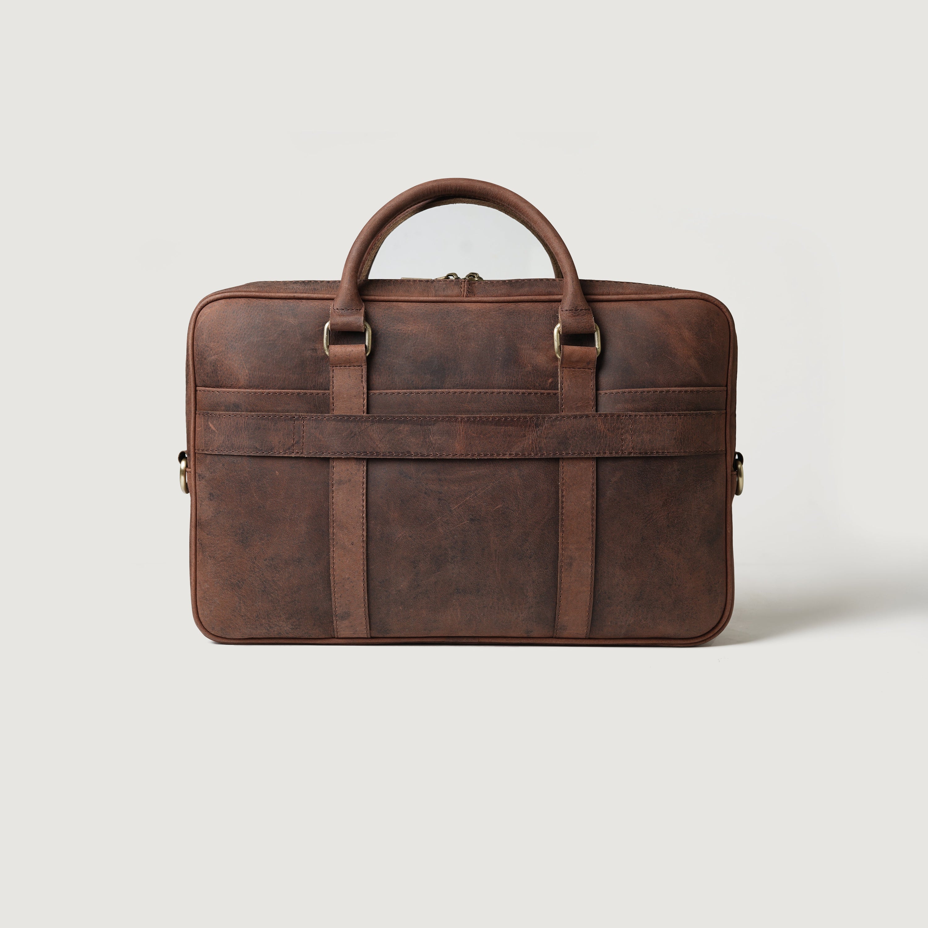 The Preston Vintage Distressed Brown Leather Briefcase by Dash Racegear - women Leather Bag view 1