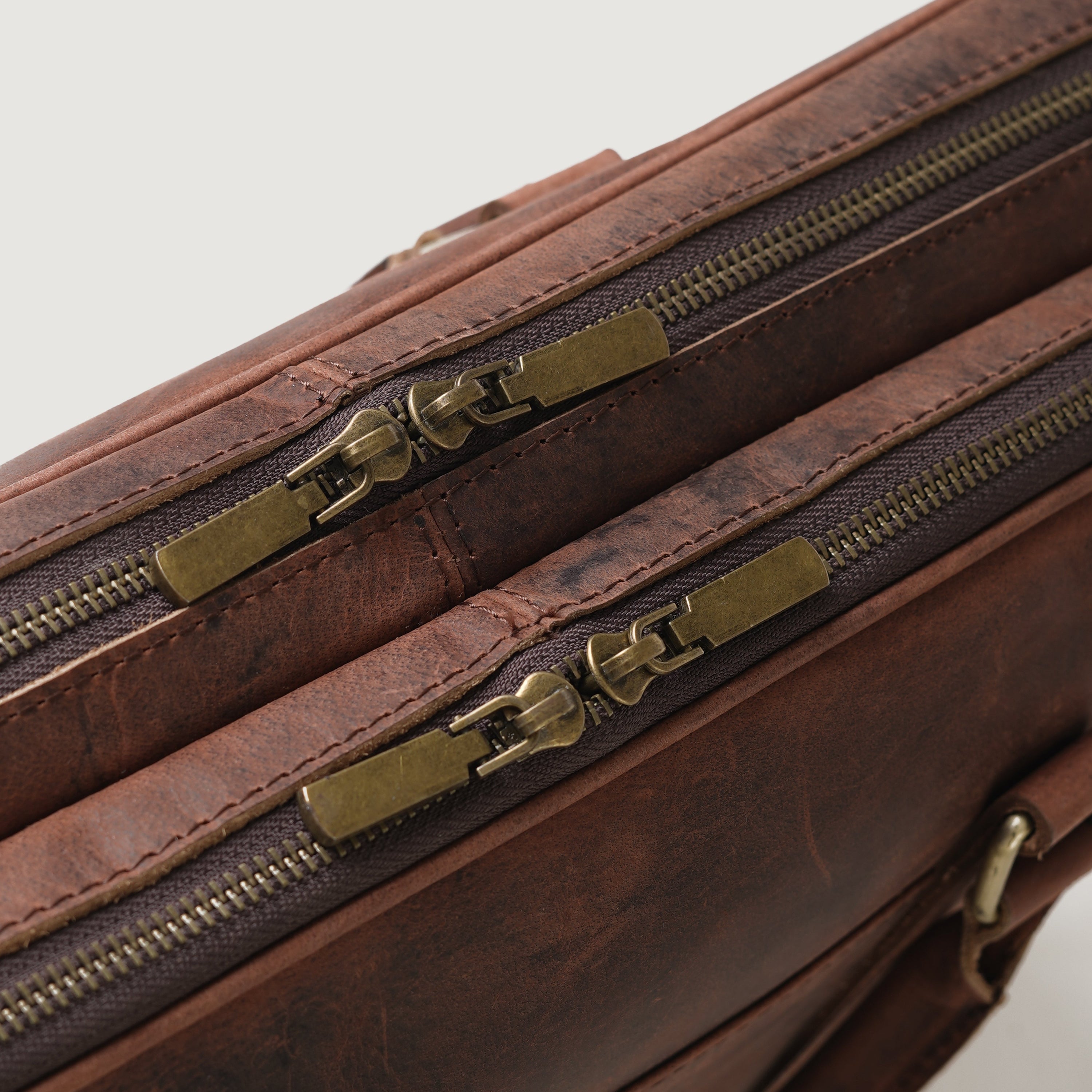 The Preston Vintage Distressed Brown Leather Briefcase by Dash Racegear - women Leather Bag view 3