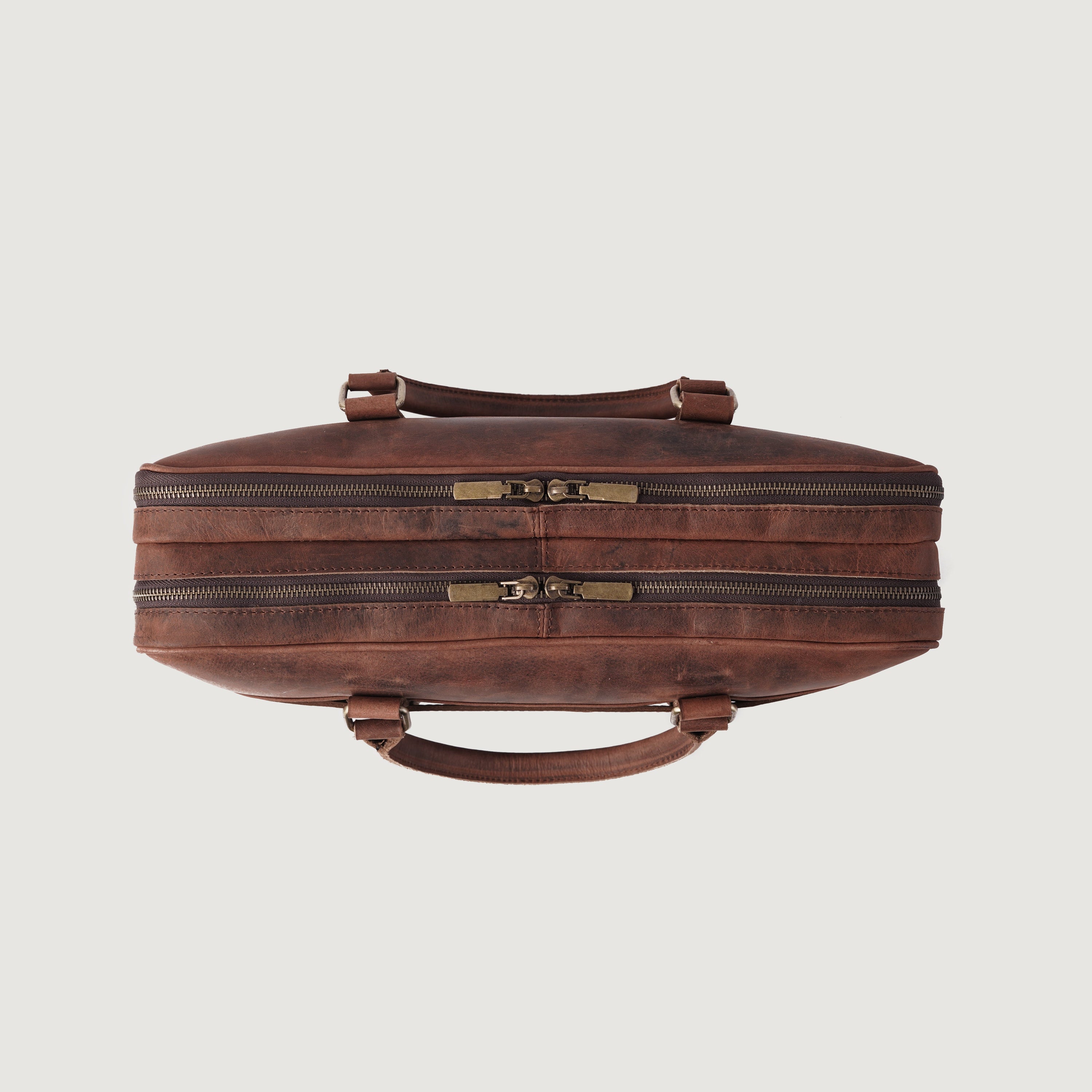 The Preston Vintage Distressed Brown Leather Briefcase by Dash Racegear - women Leather Bag view 4
