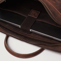 The Preston Vintage Distressed Brown Leather Briefcase by Dash Racegear - women Leather Bag view 5