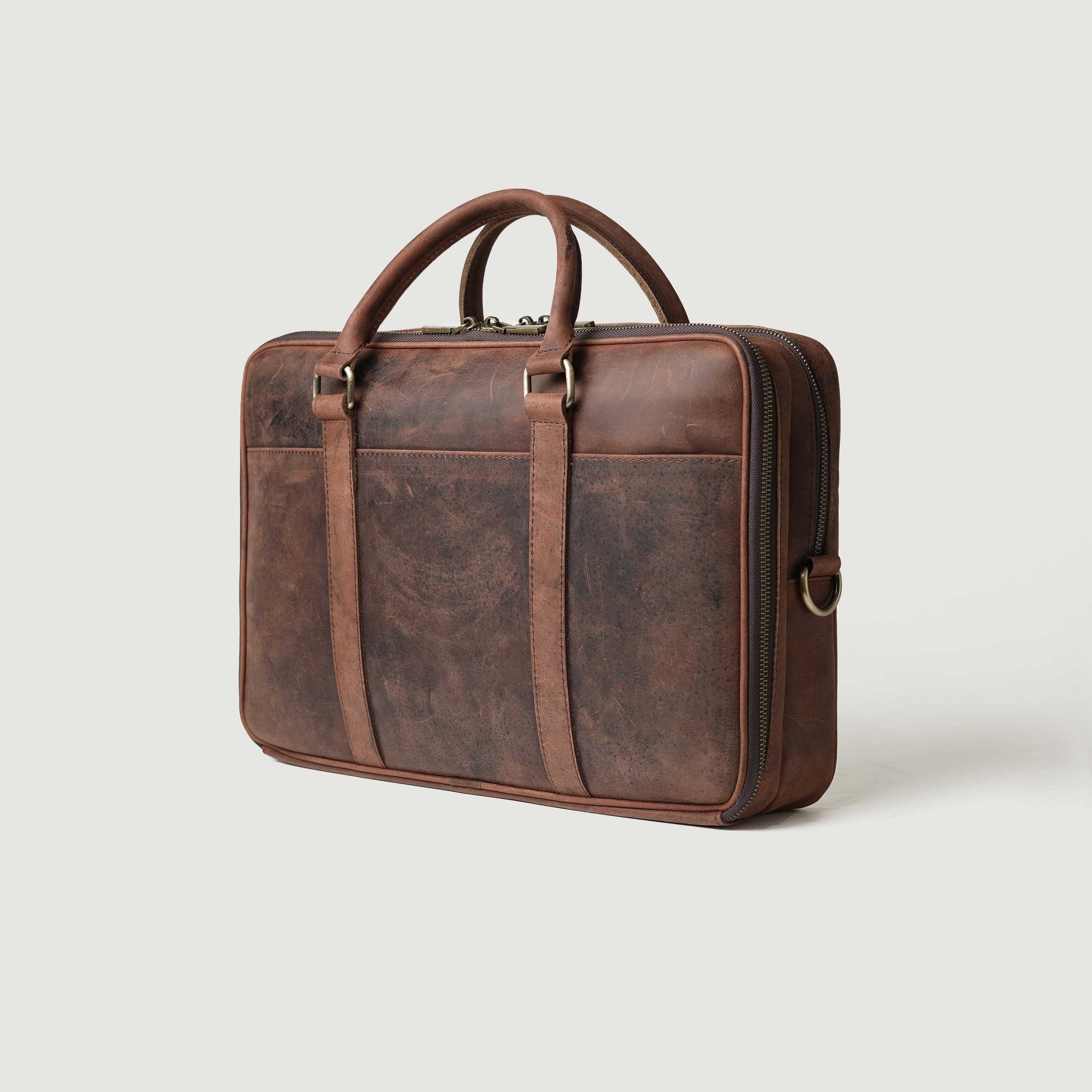 The Preston Vintage Distressed Brown Leather Briefcase by Dash Racegear - women Leather Bag view 6