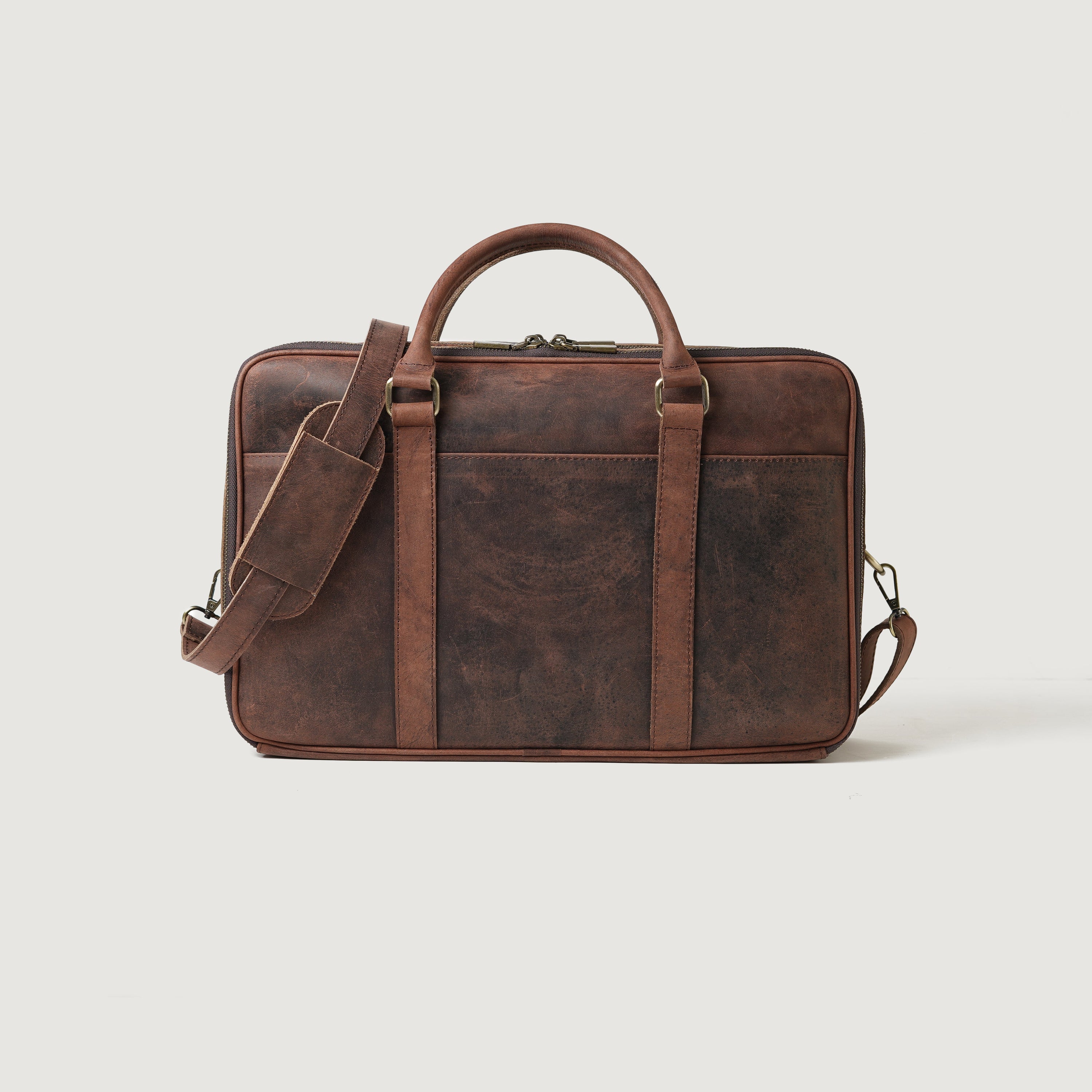The Preston Vintage Distressed Brown Leather Briefcase by Dash Racegear - women Leather Bag view 7