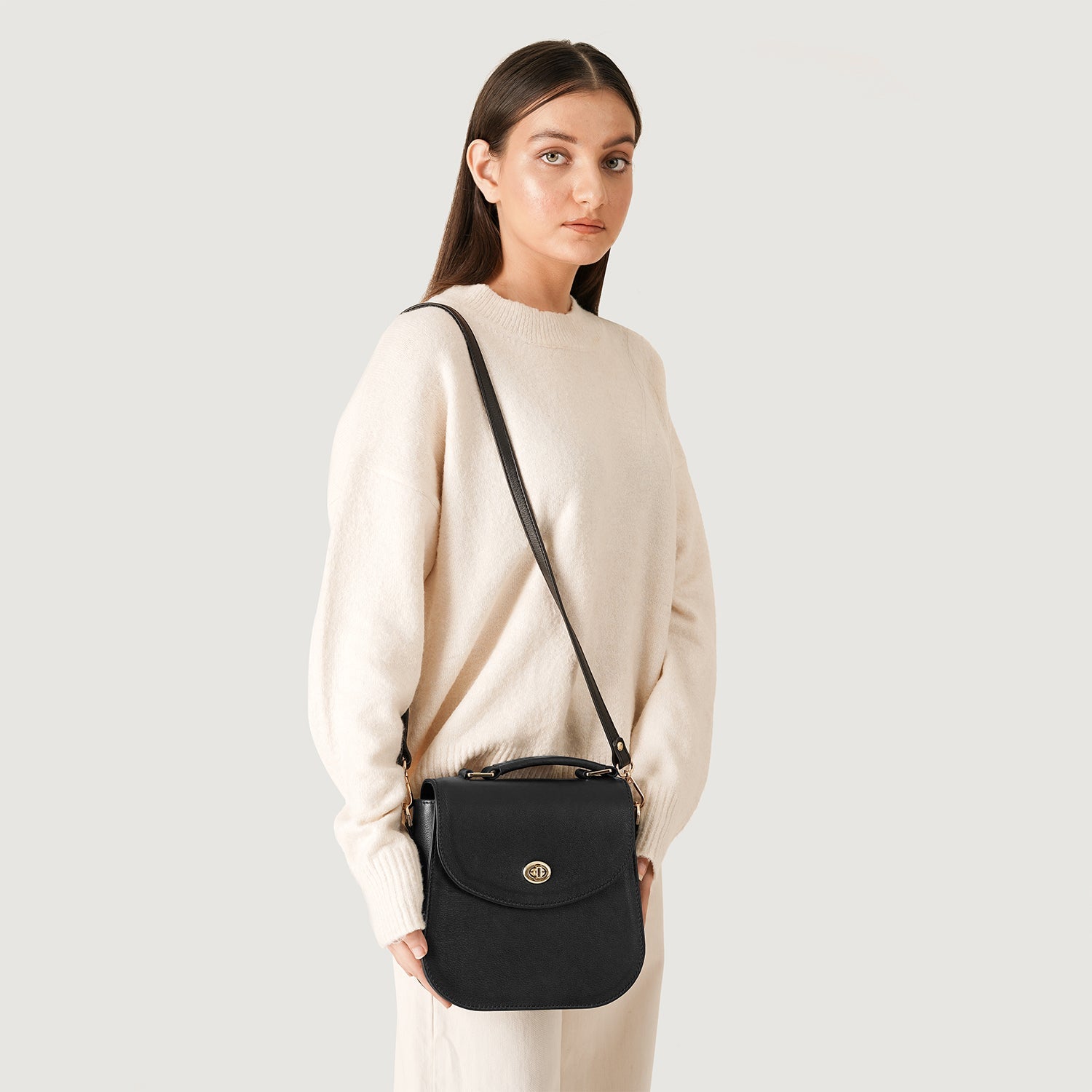 The Sandra Black Leather Saddle Bag by Dash Racegear - women Leather Bag view 2