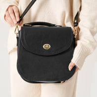 The Sandra Black Leather Saddle Bag by Dash Racegear - women Leather Bag view 4
