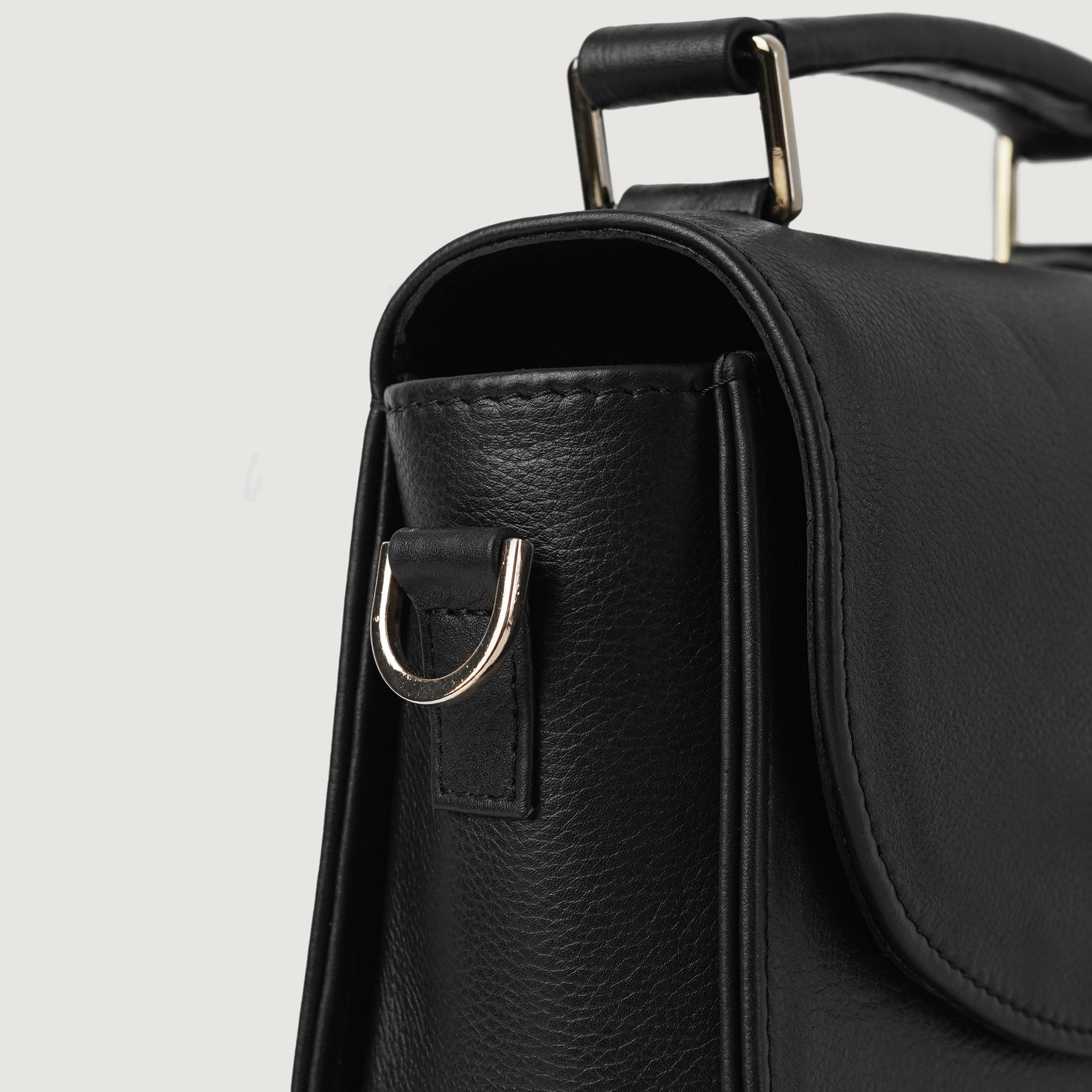 The Sandra Black Leather Saddle Bag by Dash Racegear - women Leather Bag view 5
