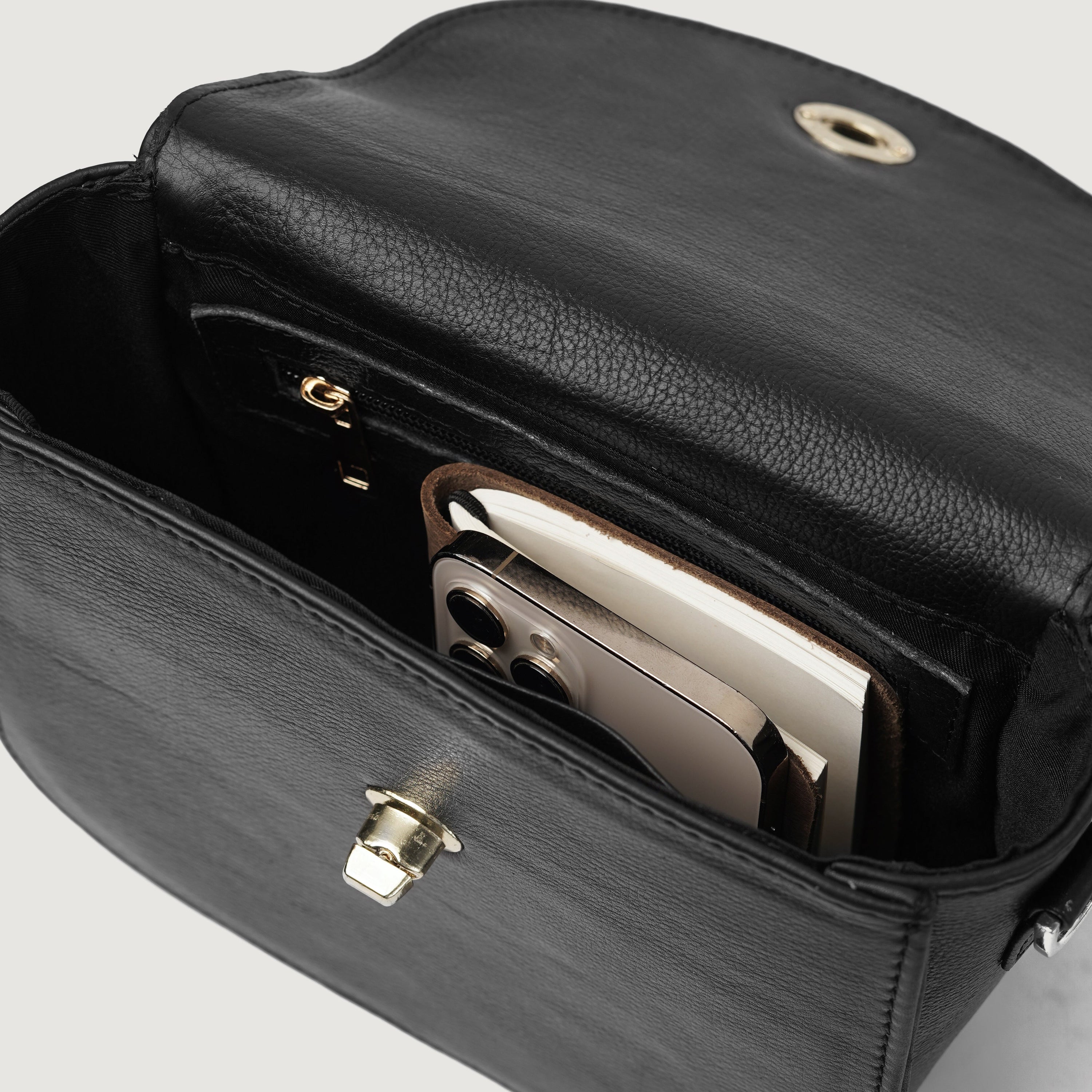 The Sandra Black Leather Saddle Bag by Dash Racegear - women Leather Bag view 6