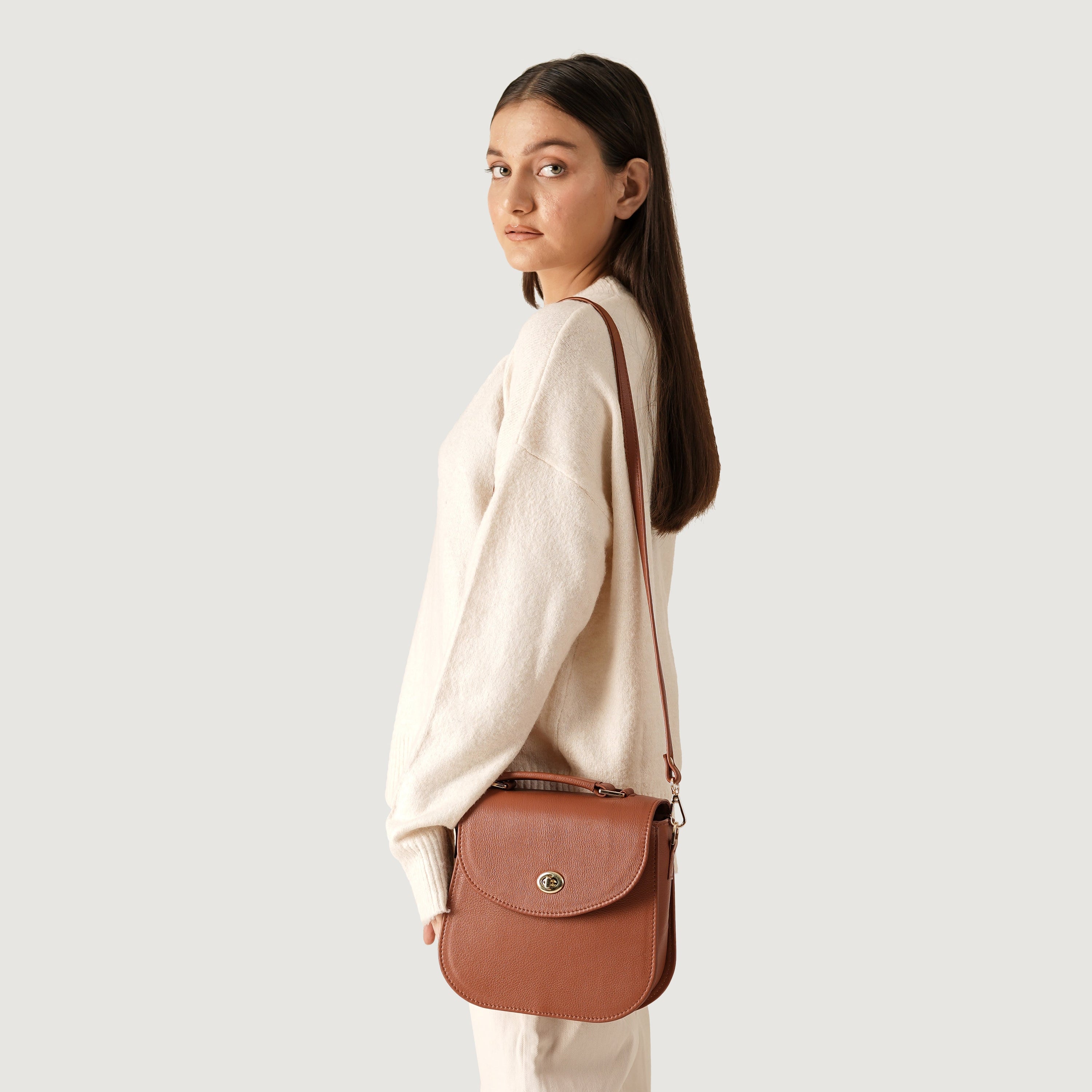 The Sandra Brown Leather Saddle Bag by Dash Racegear - unisex Leather Bag view 2
