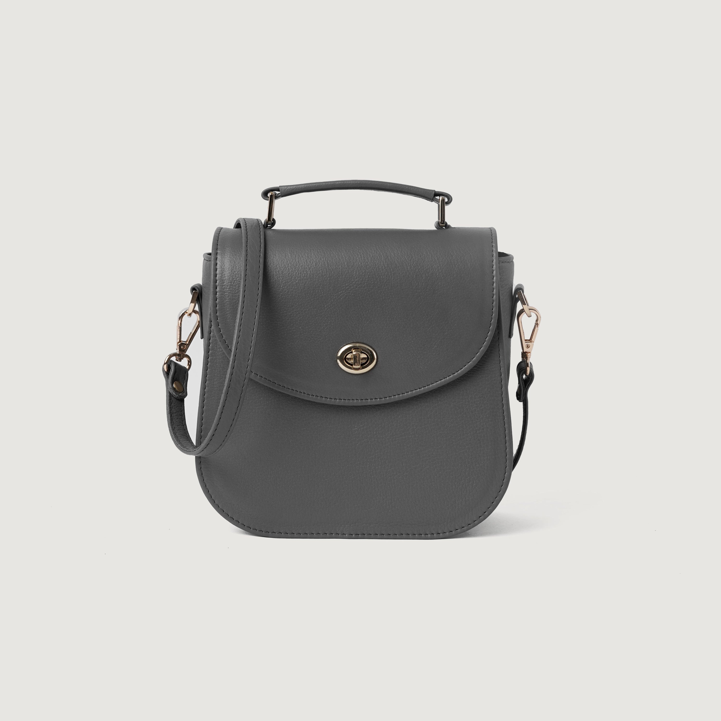 The Sandra Grey Leather Saddle Bag by Dash Racegear - women Leather Bag view 1