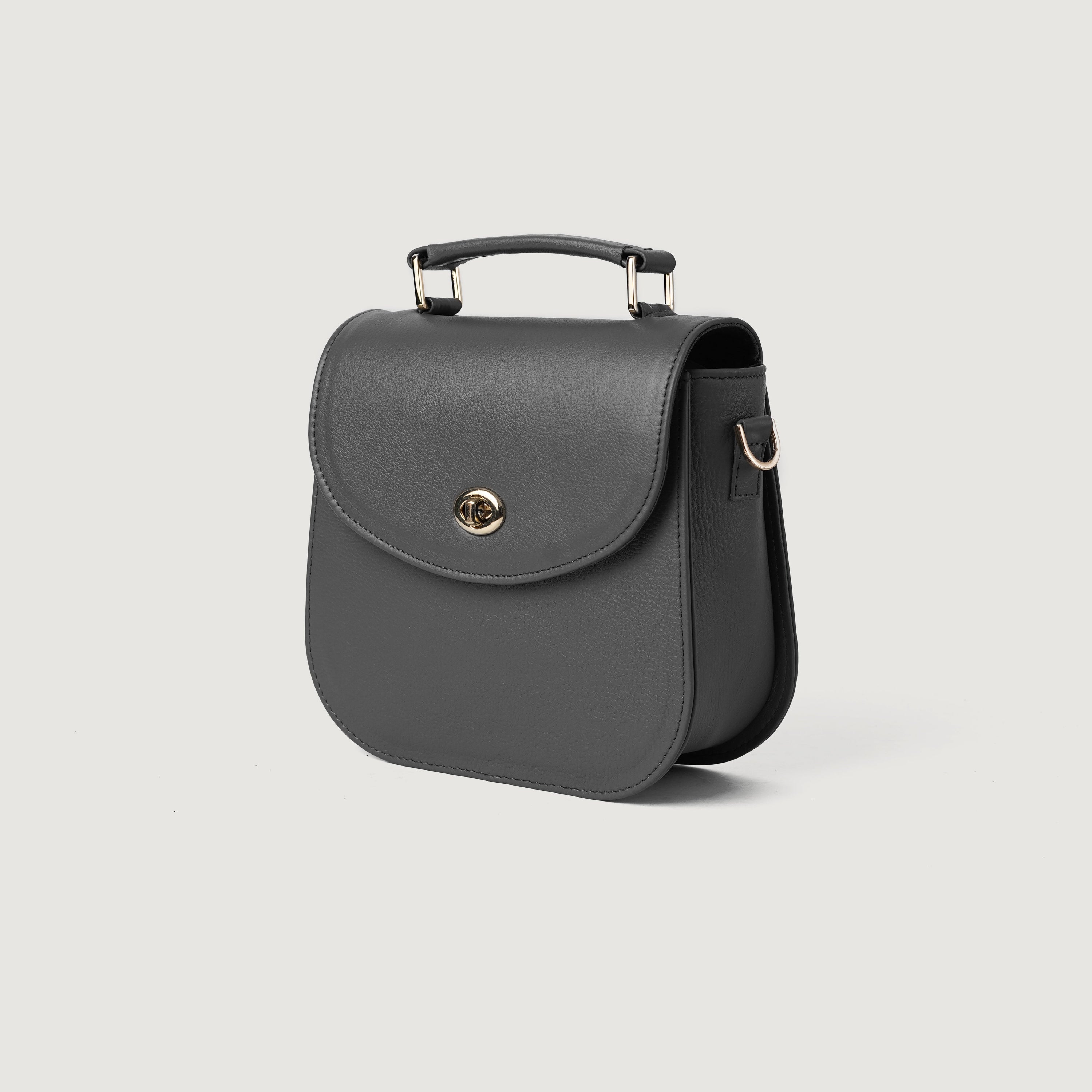 The Sandra Grey Leather Saddle Bag by Dash Racegear - women Leather Bag view 3