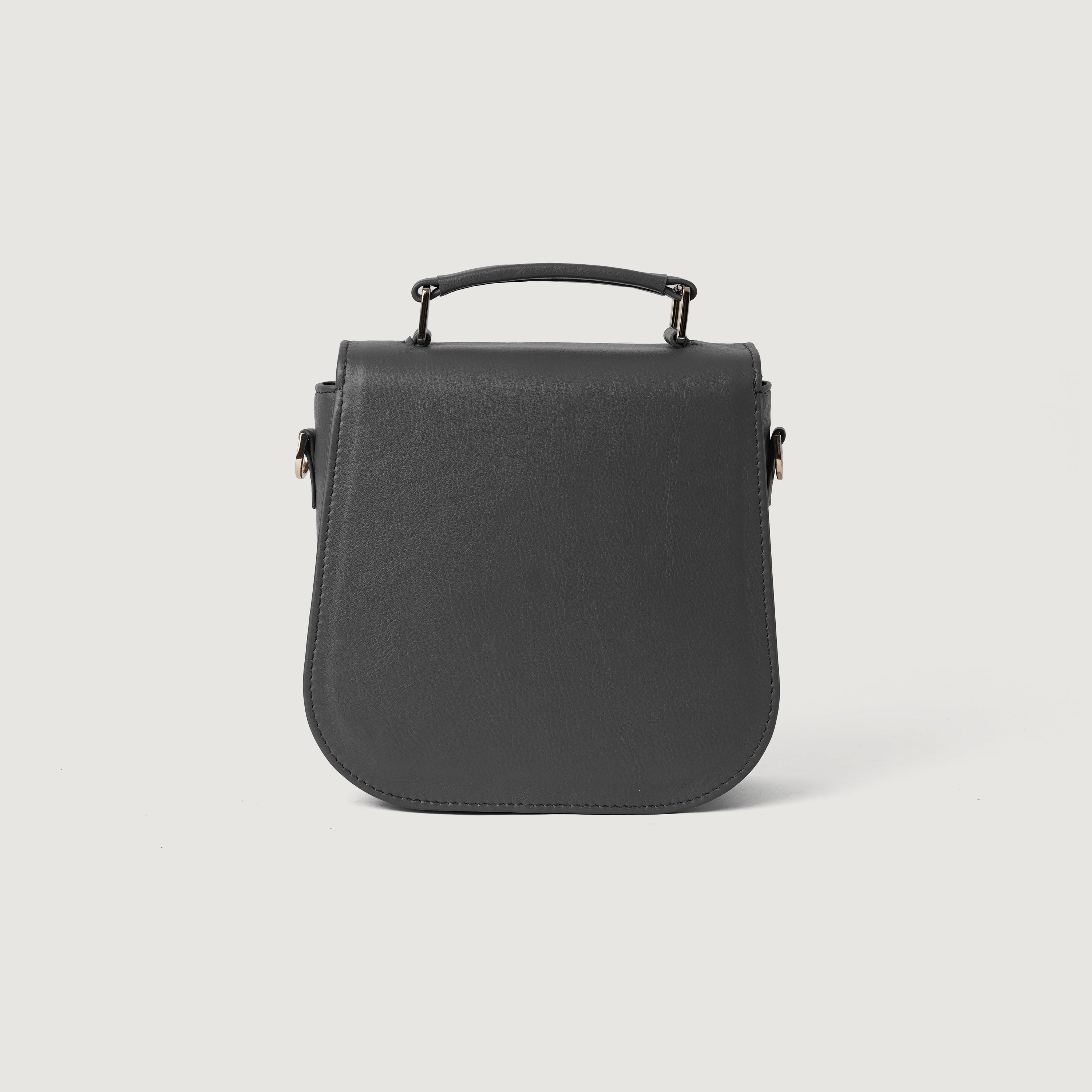 The Sandra Grey Leather Saddle Bag by Dash Racegear - women Leather Bag view 4