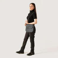 The Sandra Grey Leather Saddle Bag by Dash Racegear - women Leather Bag view 8