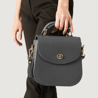 The Sandra Grey Leather Saddle Bag by Dash Racegear - women Leather Bag view 9