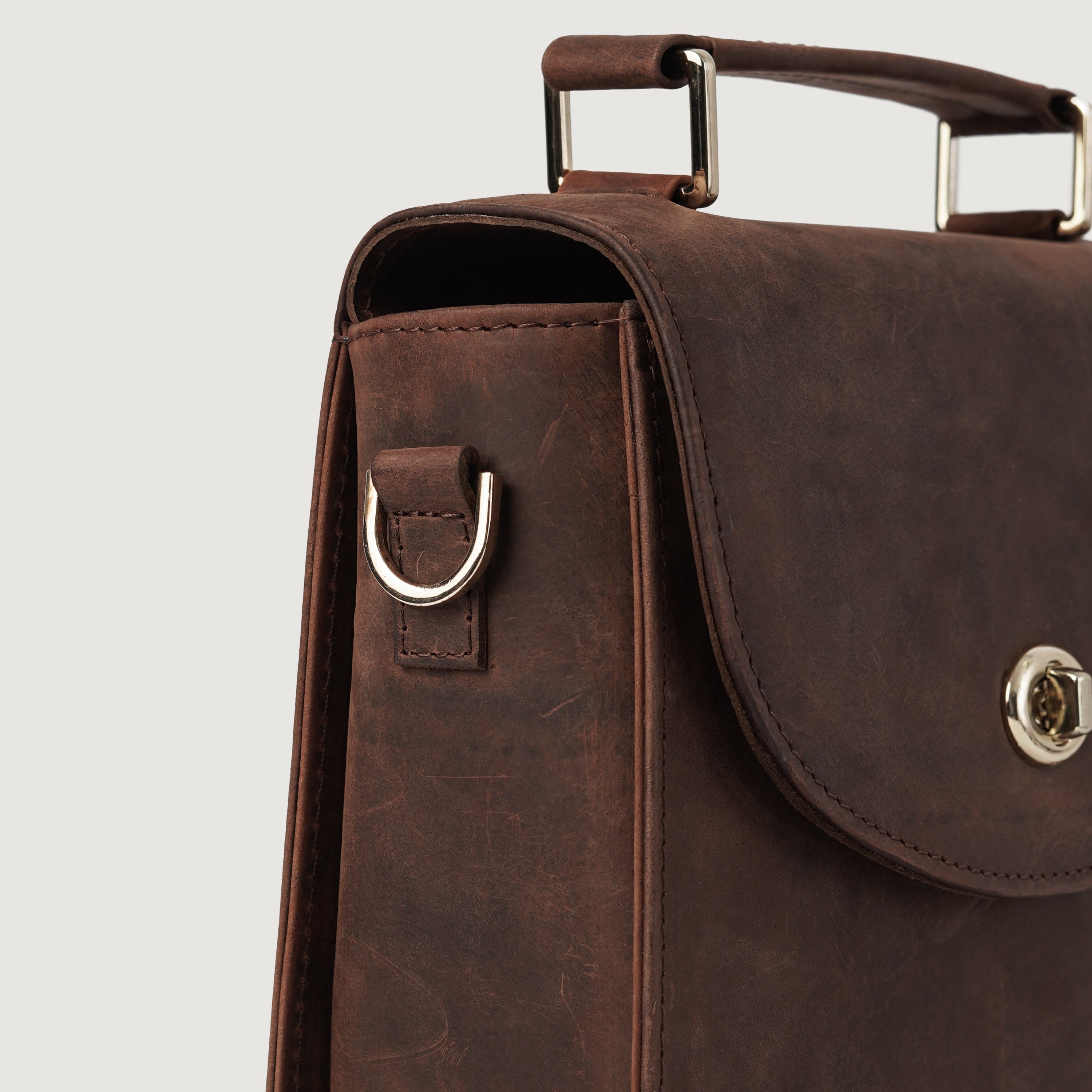 The Sandra Vintage Distressed Brown Leather Saddle Bag by Dash Racegear - women Leather Bag view 4
