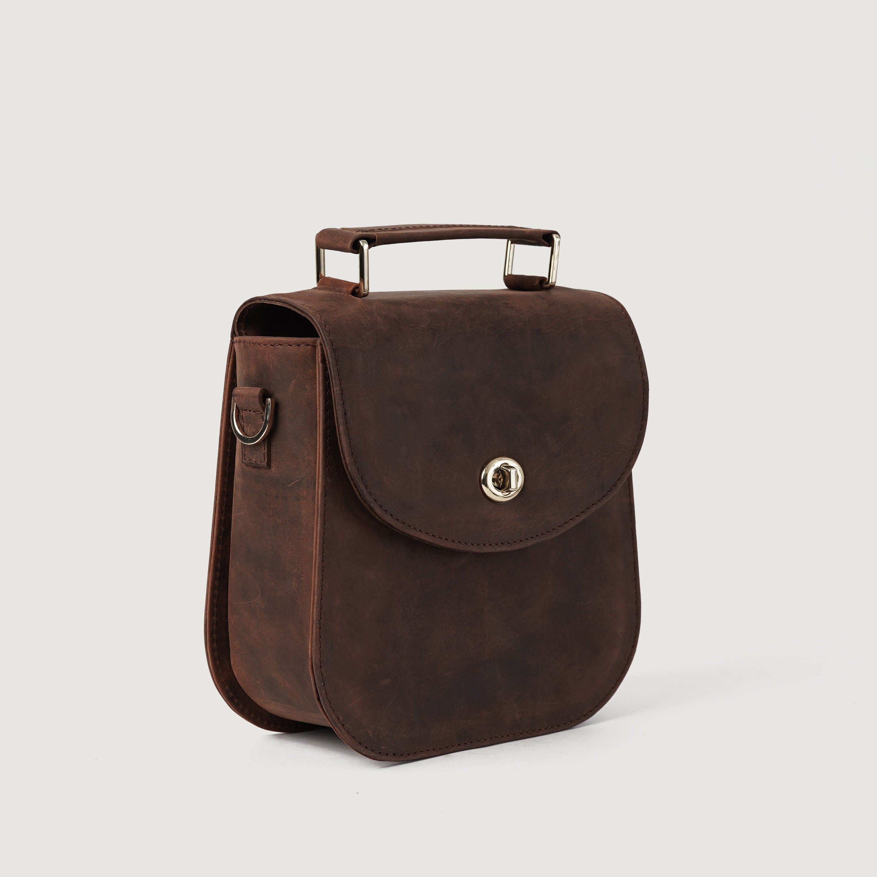 The Sandra Vintage Distressed Brown Leather Saddle Bag by Dash Racegear - women Leather Bag view 5