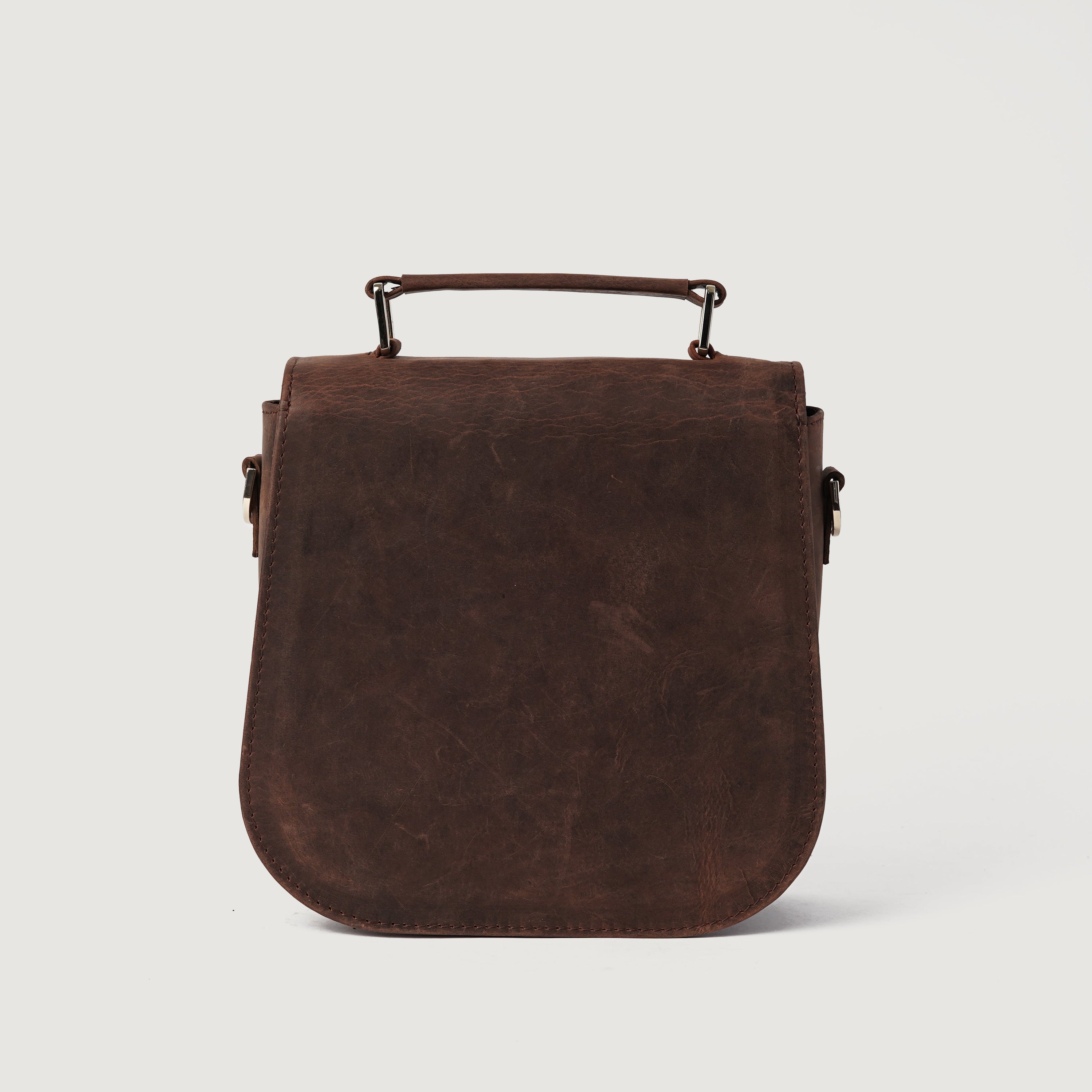 The Sandra Vintage Distressed Brown Leather Saddle Bag by Dash Racegear - women Leather Bag view 6