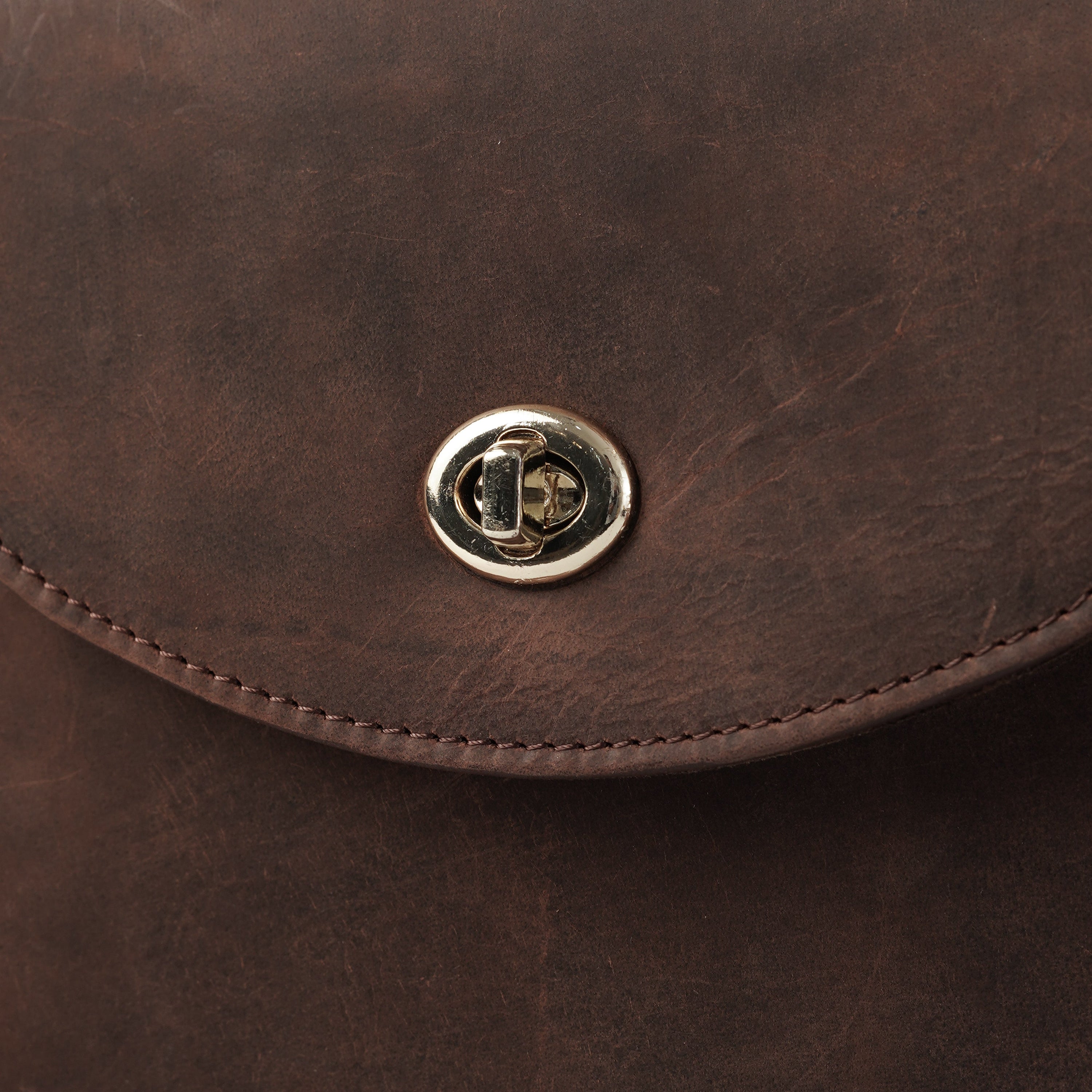 The Sandra Vintage Distressed Brown Leather Saddle Bag by Dash Racegear - women Leather Bag view 7