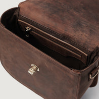 The Sandra Vintage Distressed Brown Leather Saddle Bag by Dash Racegear - women Leather Bag view 8
