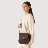 The Sandra Vintage Distressed Brown Leather Saddle Bag by Dash Racegear - women Leather Bag view 9