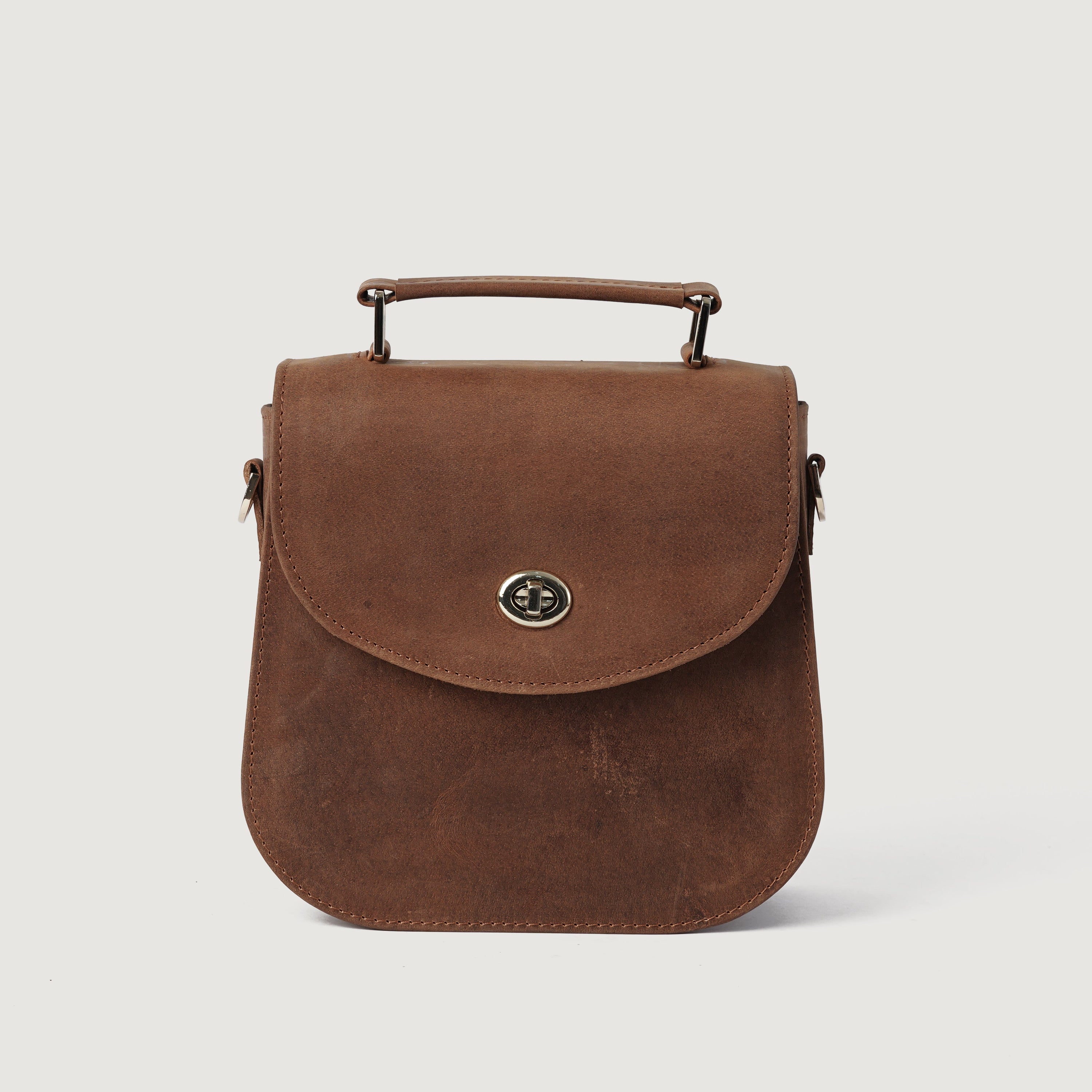 The Sandra Vintage Tan Leather Saddle Bag by Dash Racegear - women Leather Bag view 3